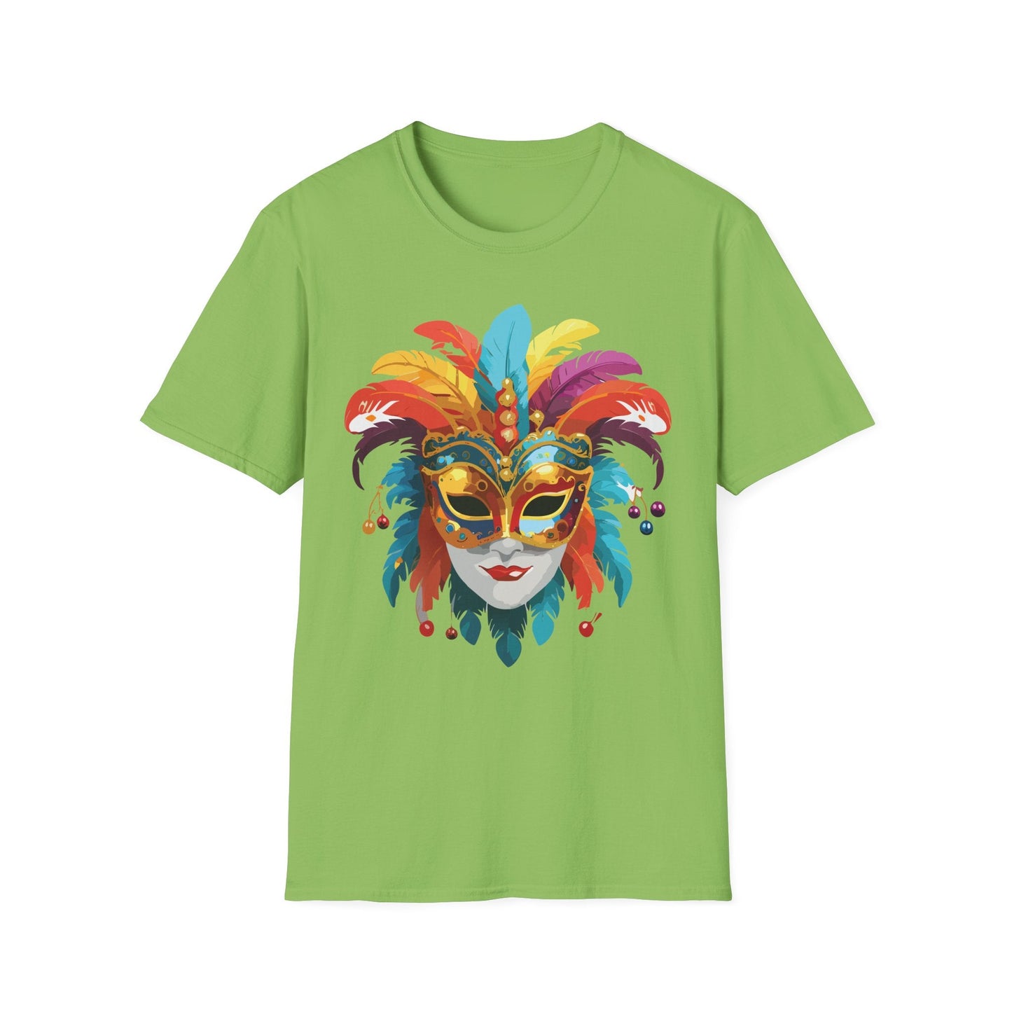 Mask Tee Shirt Unisex Masquerade Art Design Gildan Softstyle 64000 Short Sleeve Tee