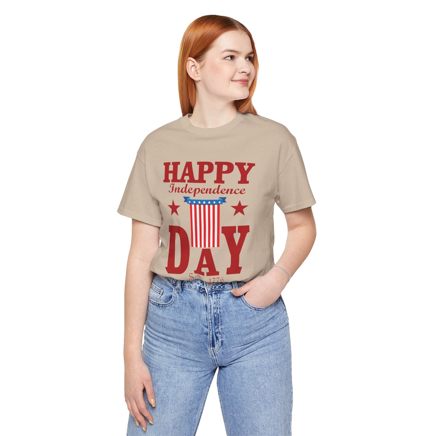 Happy Independence Day Graphic Unisex Cotton T-Shirt 018