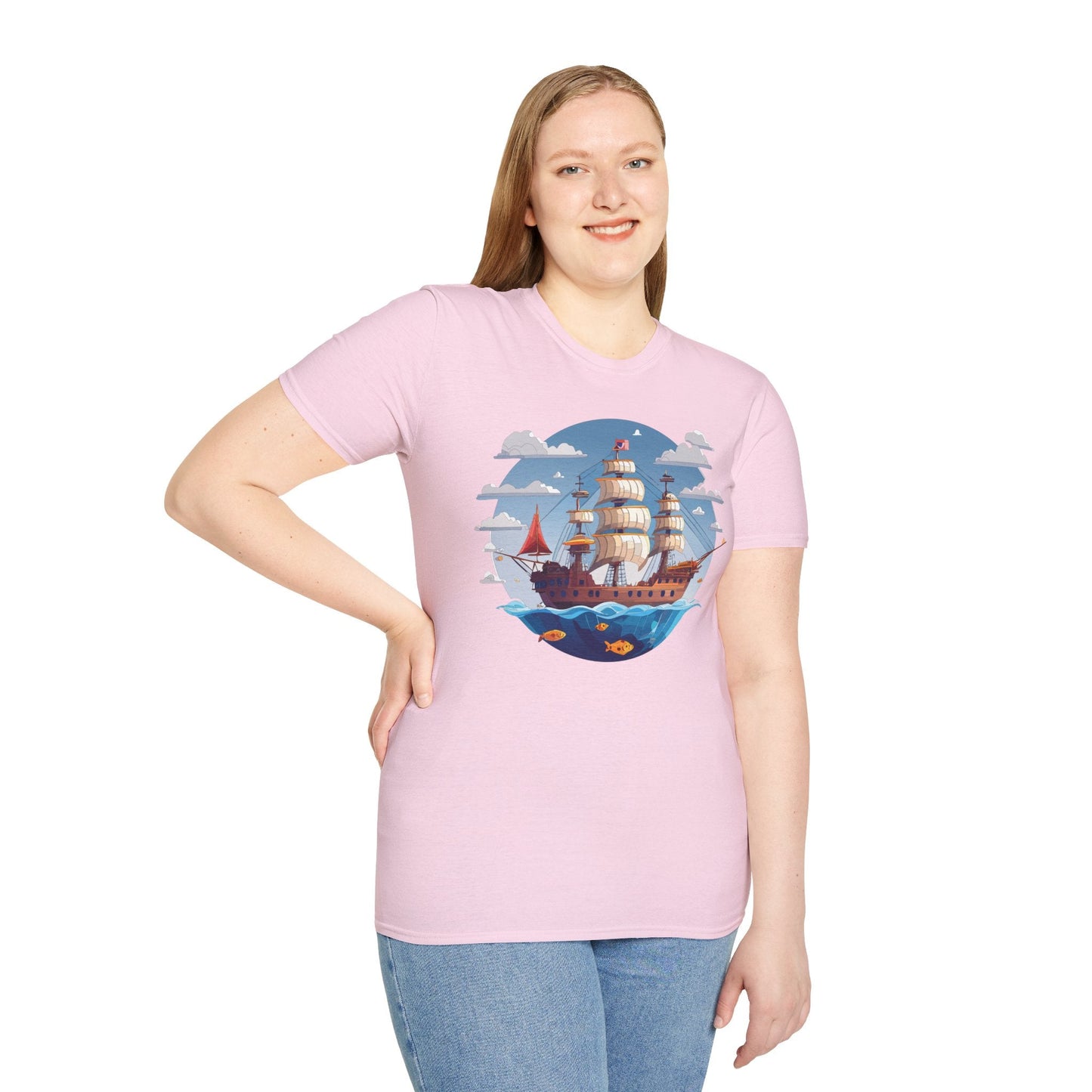 Ship T Shirts Frigate T Shirts Vessel Tee Shirt Unisex Softstyle Cotton Tee Gildan 64000