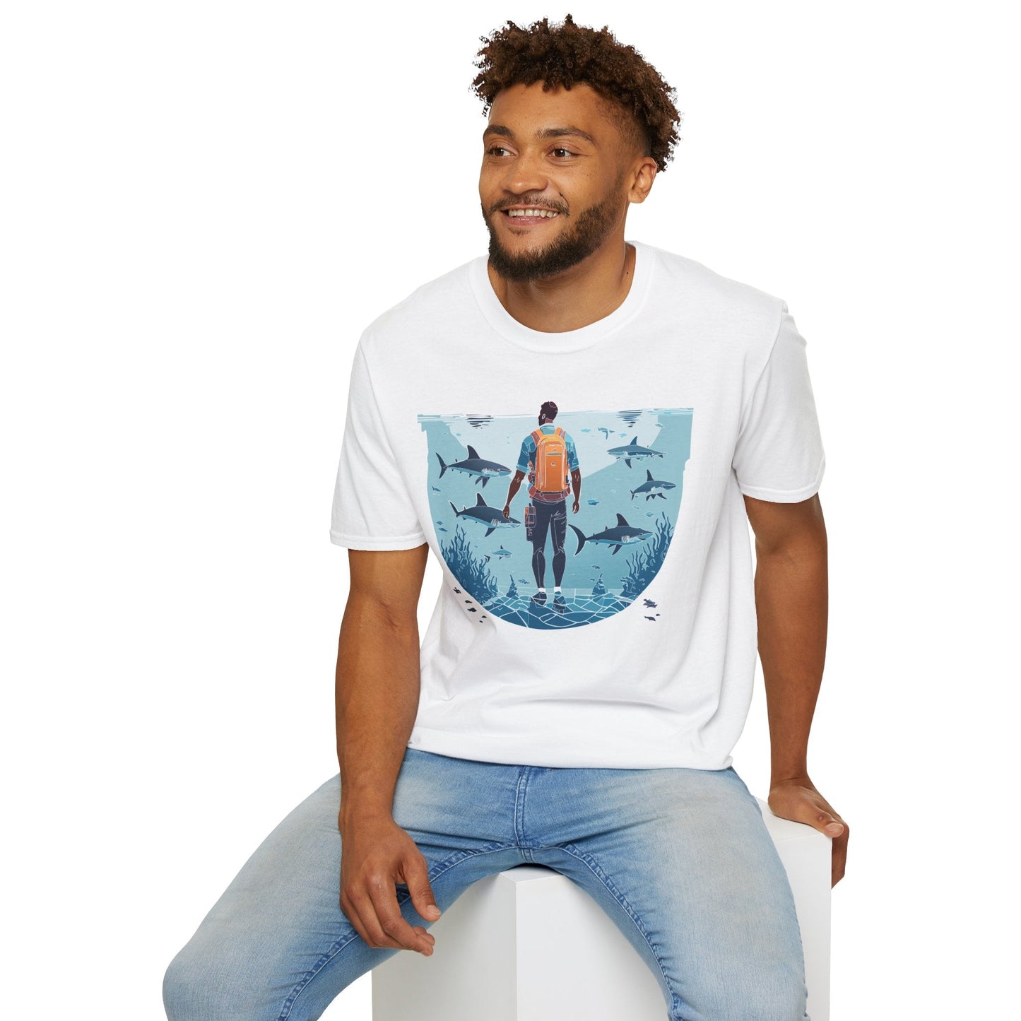 Ocean Tee Shirt Unisex Softstyle T Shirt With Ocean Art Design U Boat Theme Graphic Artwork Edition
