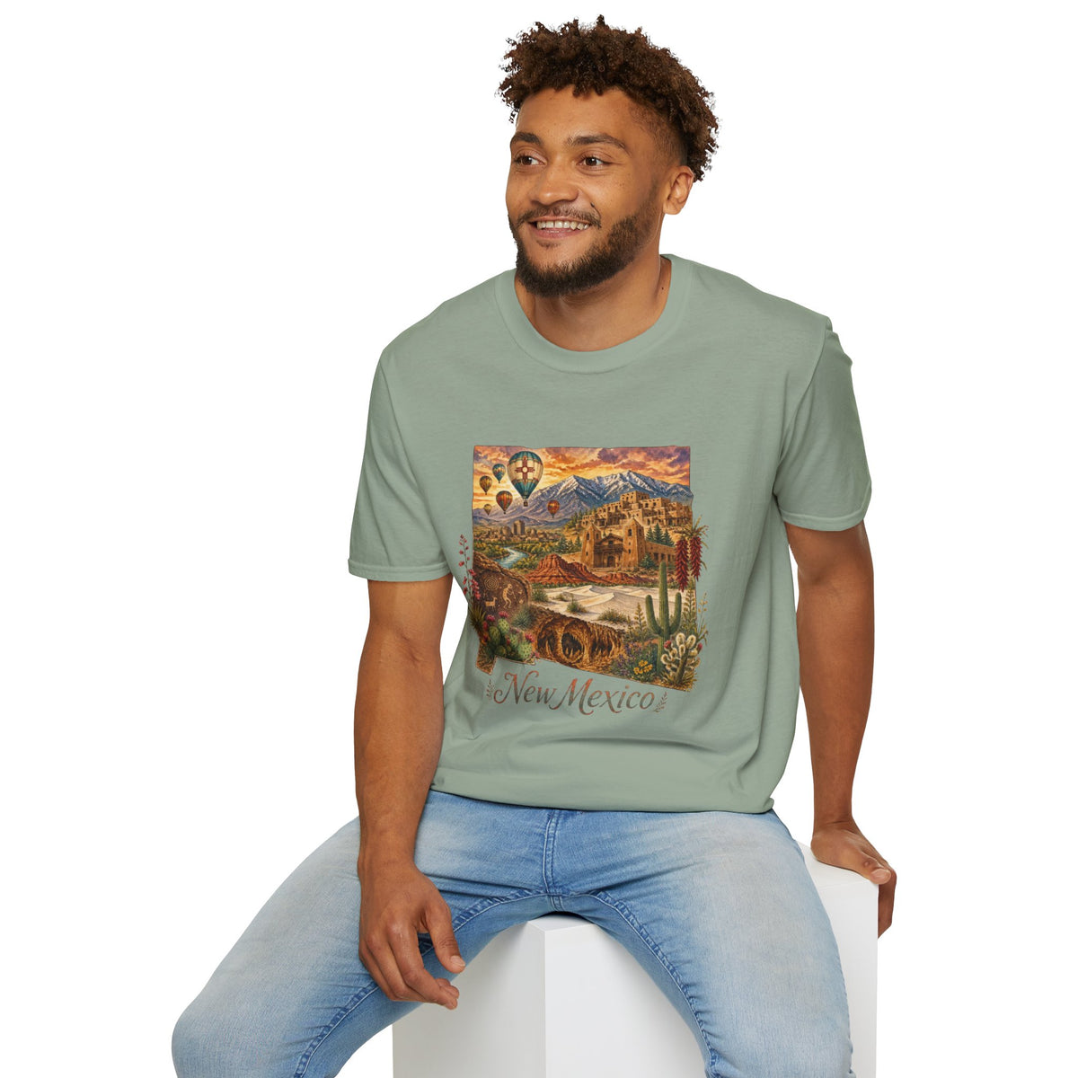 New Mexico State Travel Tourist Graphic Design Unisex 100 Cotton Gildan T-Shirt