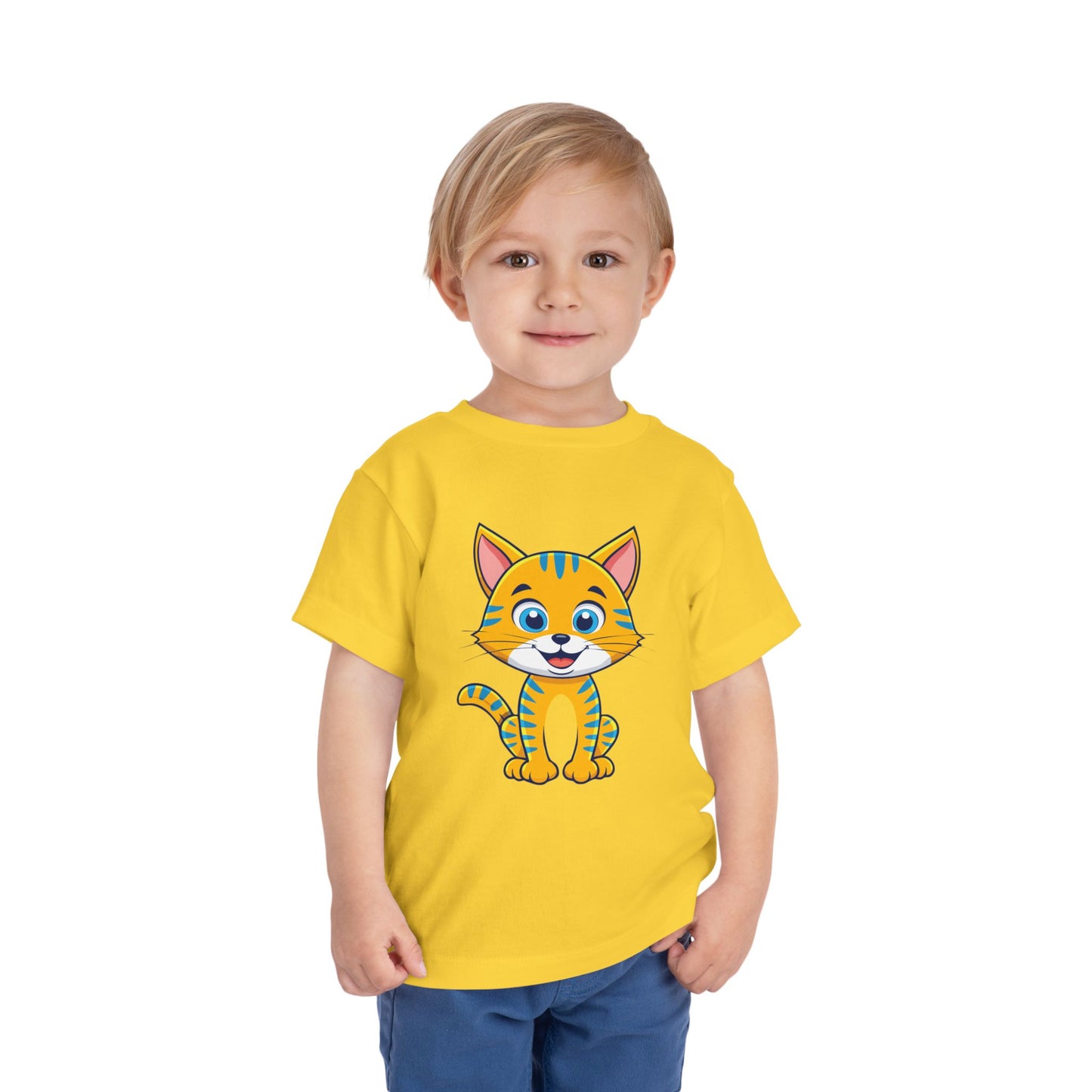 Bonita camiseta de manga corta para niños pequeños con gato: adorable camiseta con gráfico de gatito para niños (2 a 5 años)