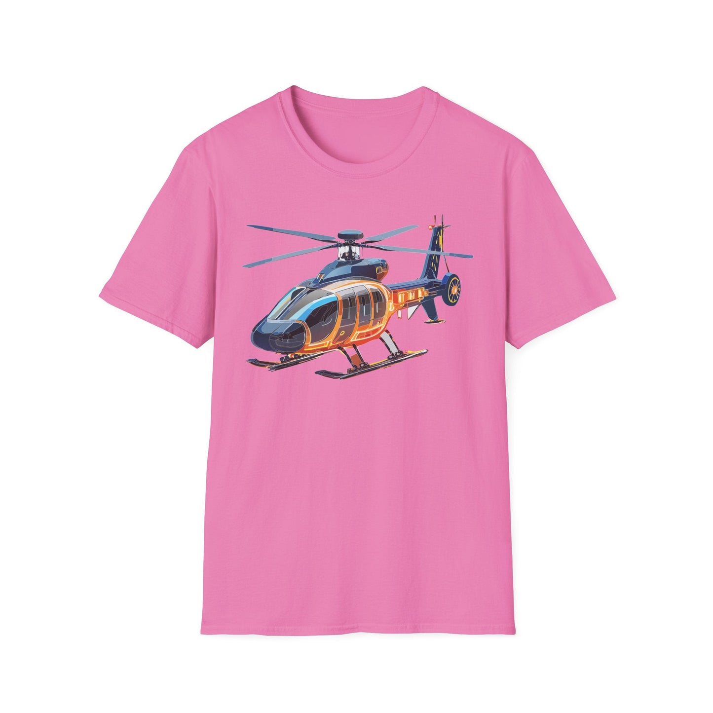 Unisex Helicopter Graphic T Shirt Softstyle 64000 Short Sleeve Chopper Tee For Everyday Comfort
