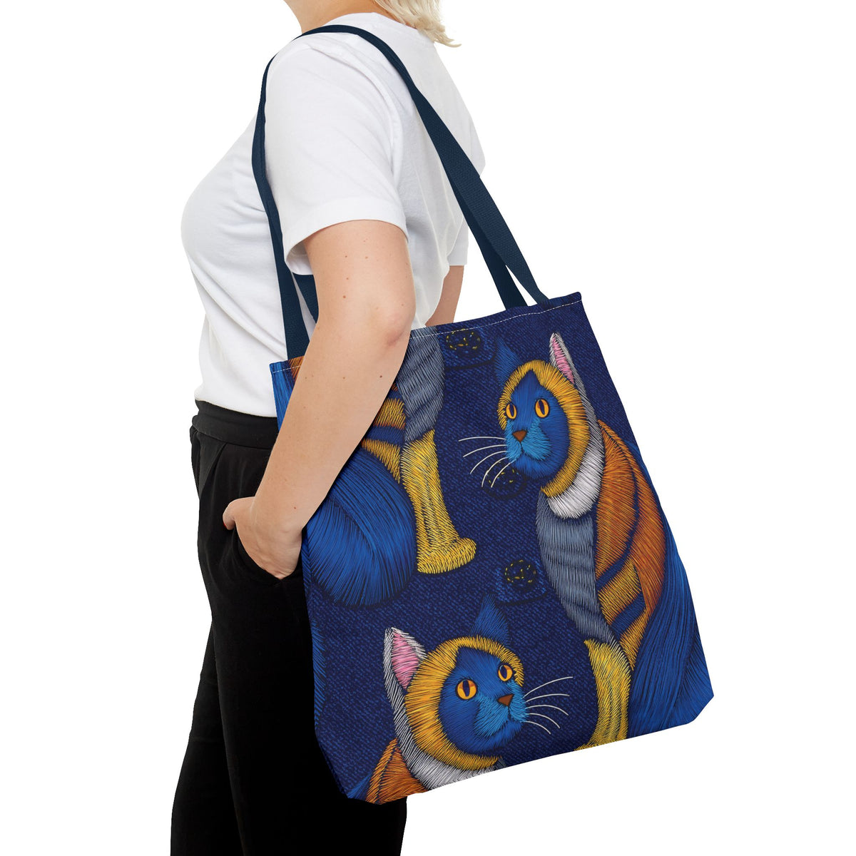 Denim Fabric Imitation Print Unisex Canvas Bag Poly Spun 3 Sizes Tote Bag 190-4