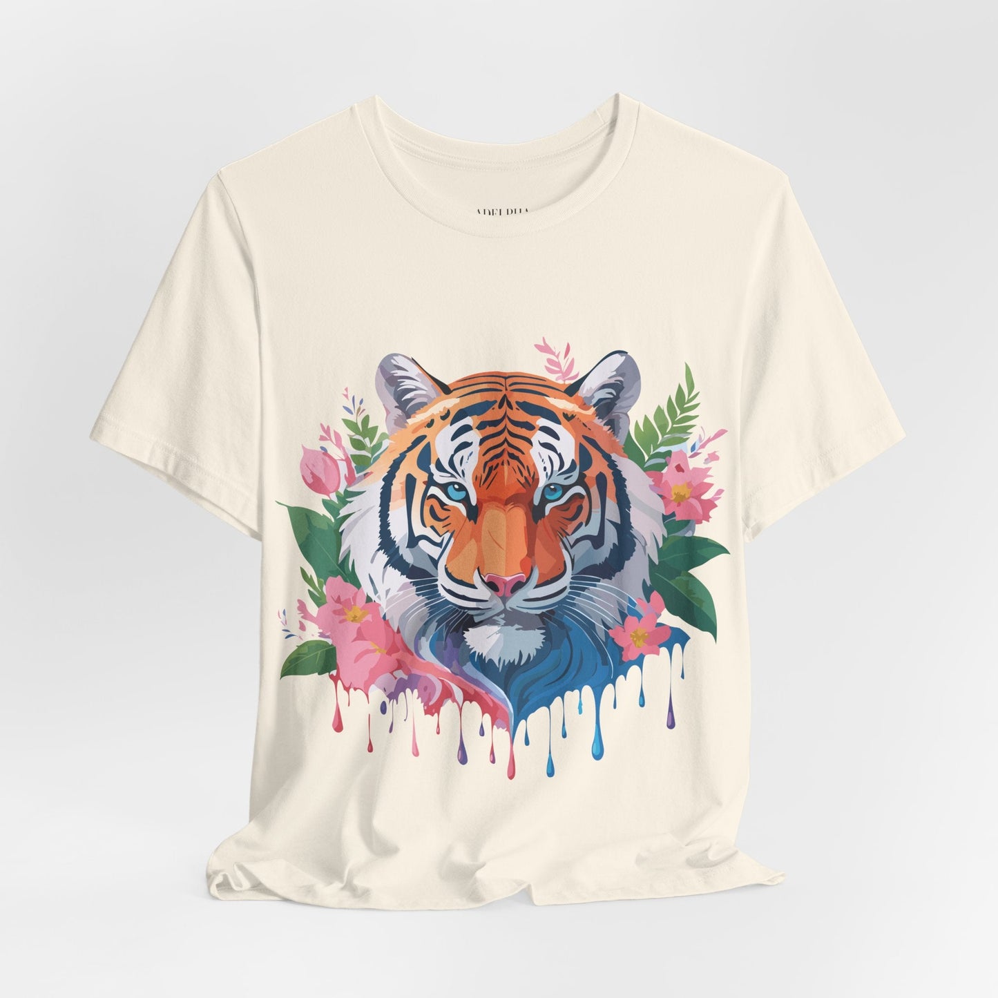 Tiger Graphic Tee Unisex Short Sleeve Shirt With Vintage Inspired Artwork By Adelpha