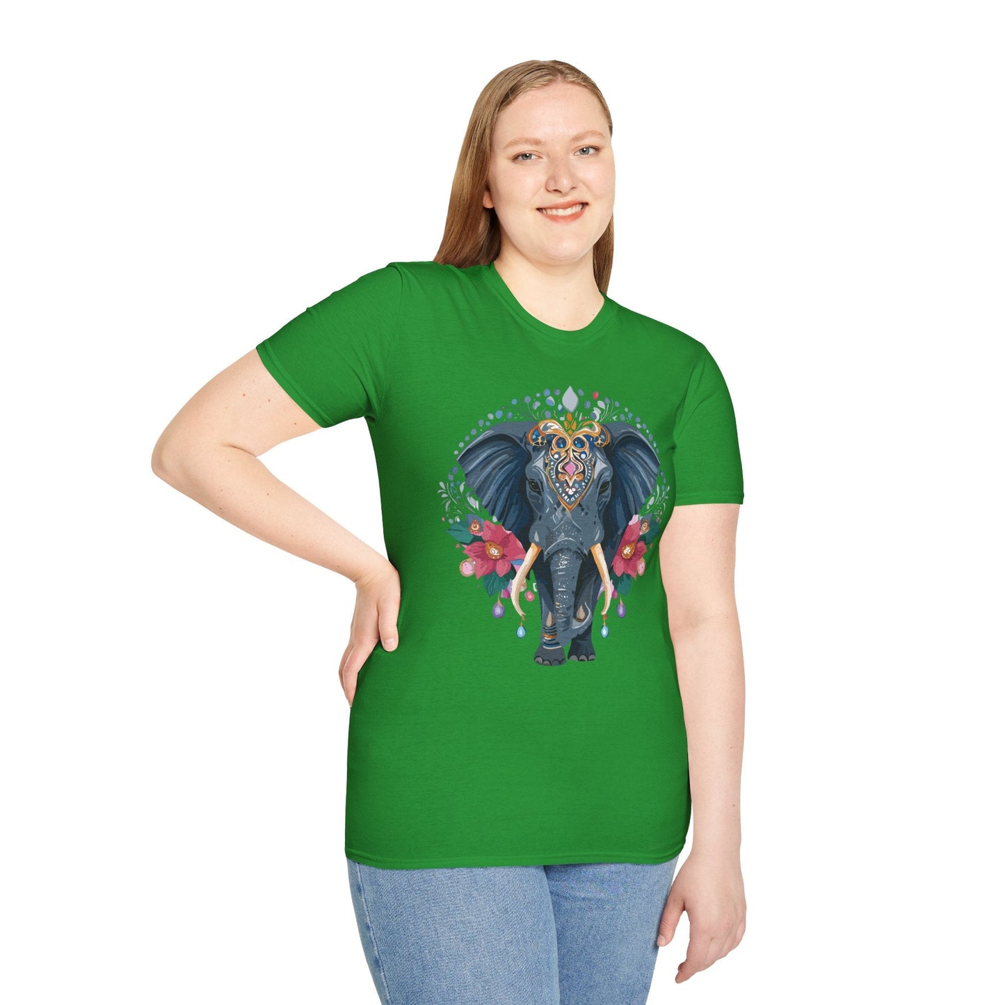 Elephant Graphic T Shirt Unisex Cotton Tee Softstyle Gildan 64000 Elephant Design