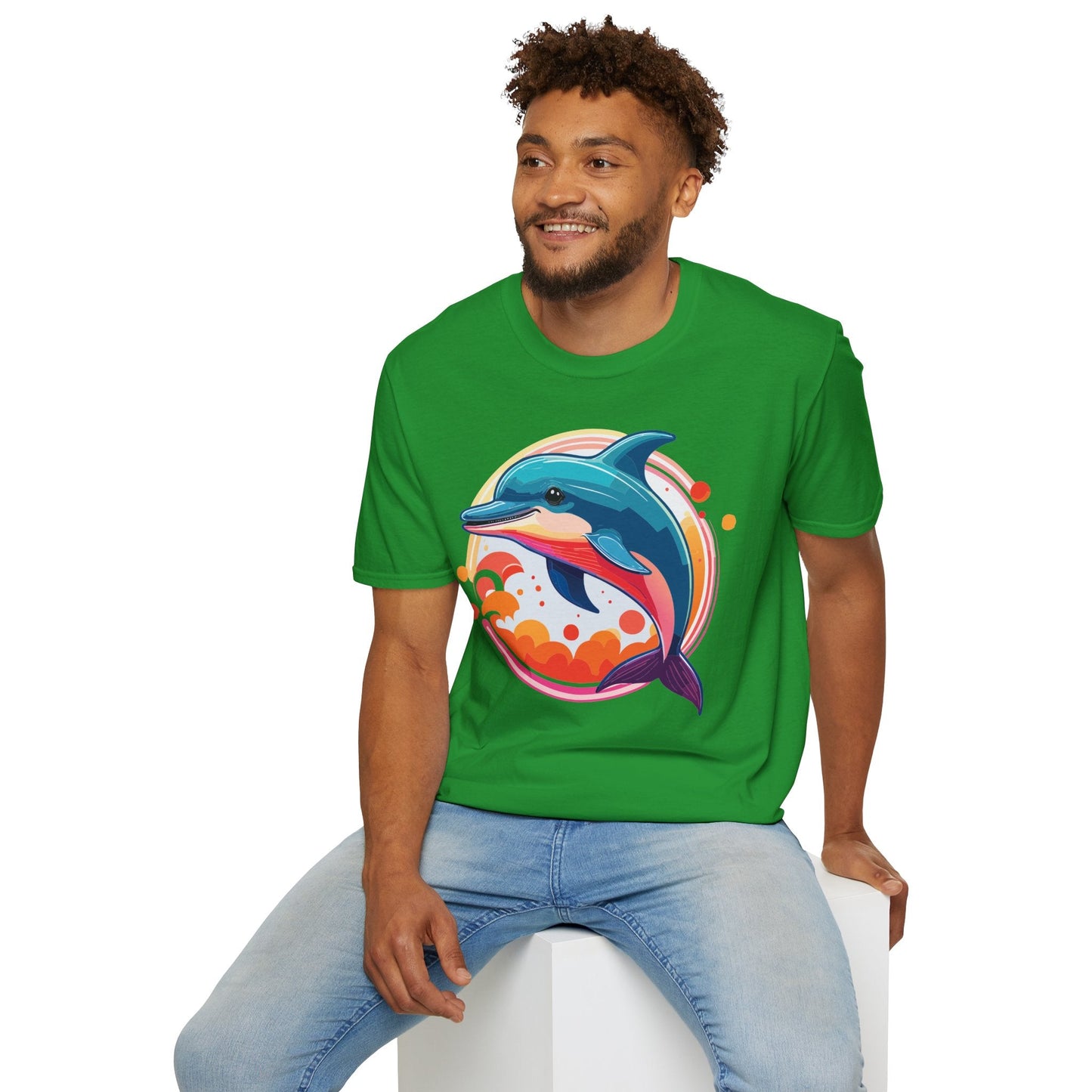 Dolphin Shirt Unisex Softstyle Tee Short Sleeve 100 Percent Ring Spun Cotton Gildan 64000