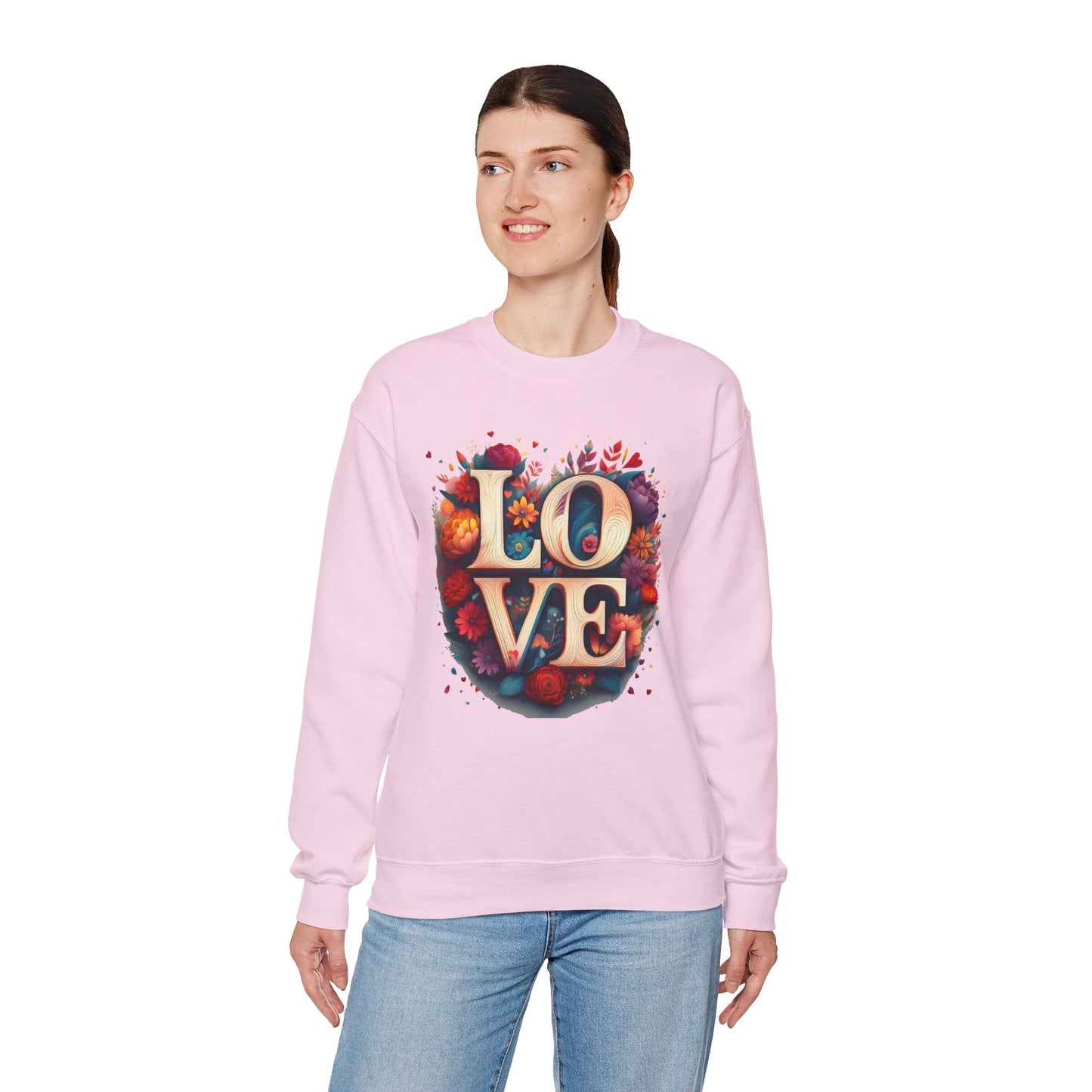 Floral Love Sweatshirt Unisex Valentines Day Gift Love Flower Crewneck Sweatshirt