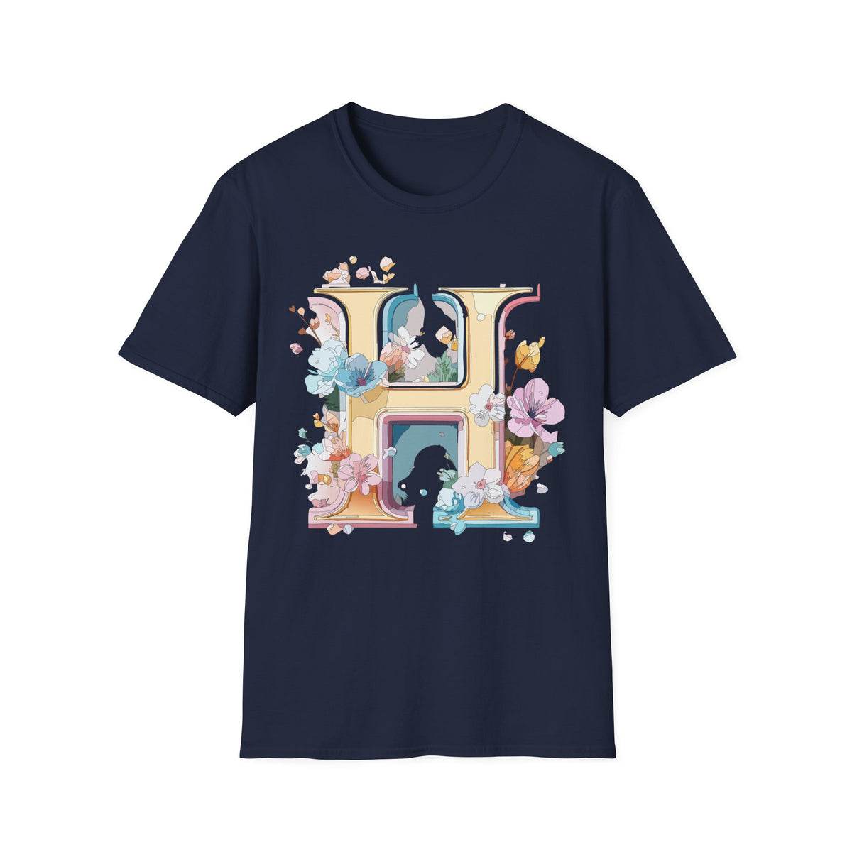 Floral Letter H Shirt | Monogram Initial H Tee
