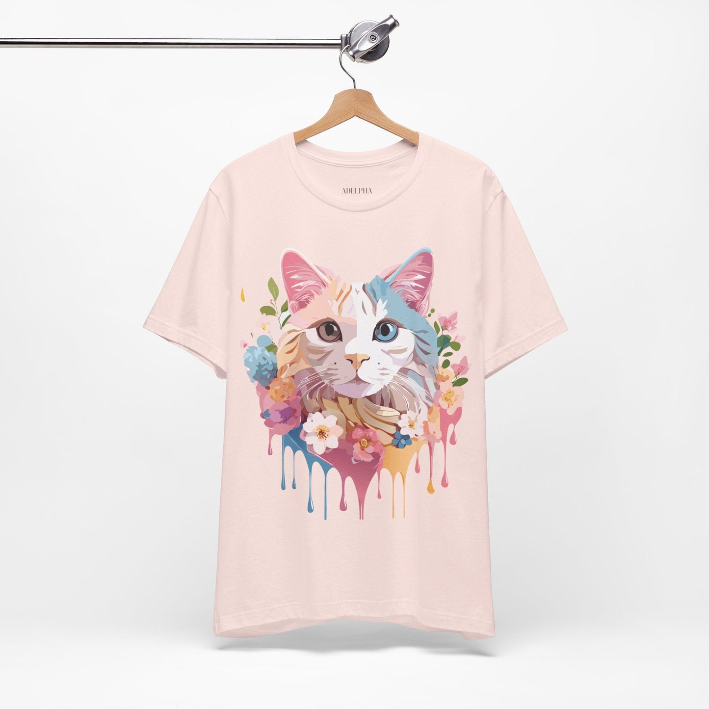 Cat Graphic Tee Unisex Short Sleeve Shirt With Adelpha Artwork