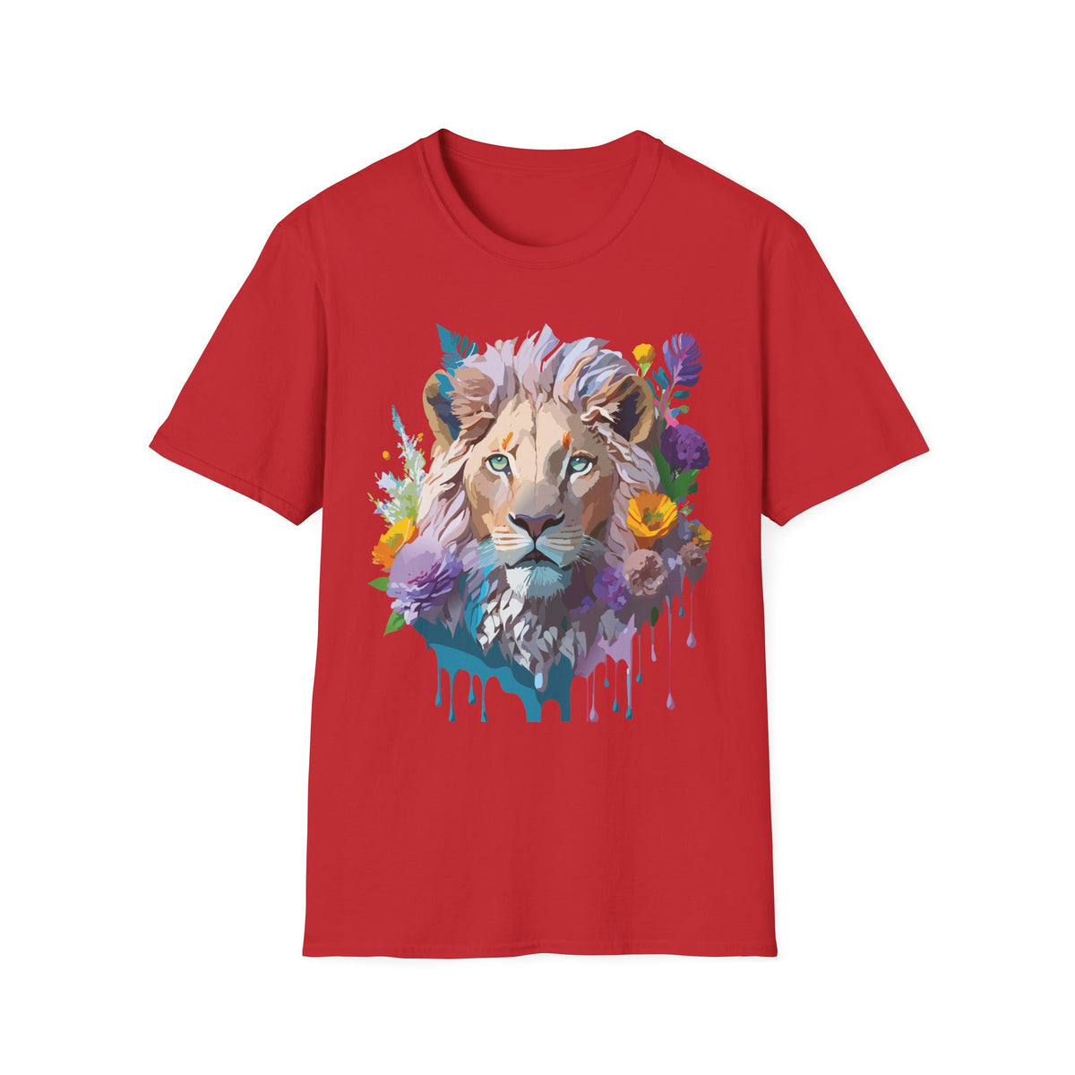 Watercolor Lion Face T-Shirt | Floral Safari Animal Tee