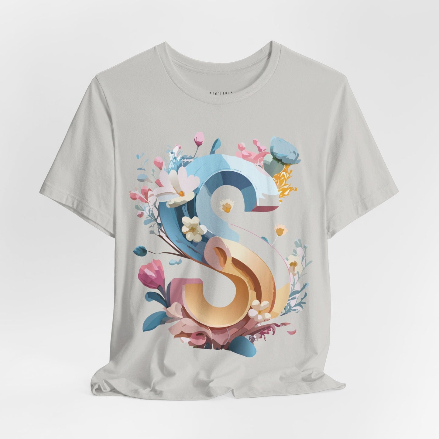 Letter S Shirt Graphic Tee Unisex Short Sleeve Vintage Inspired Adelpha Art Design