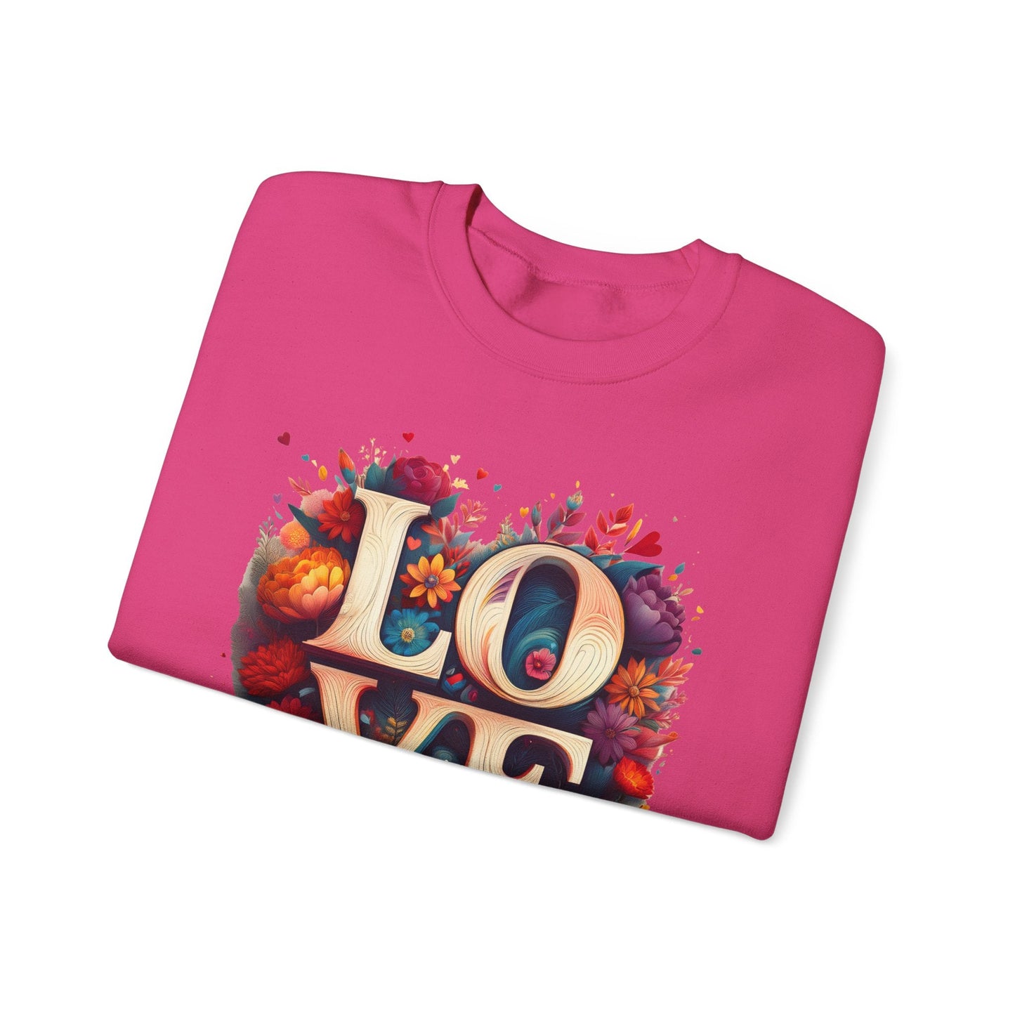 Floral Love Sweatshirt Unisex Valentines Day Gift Love Flower Crewneck Sweatshirt