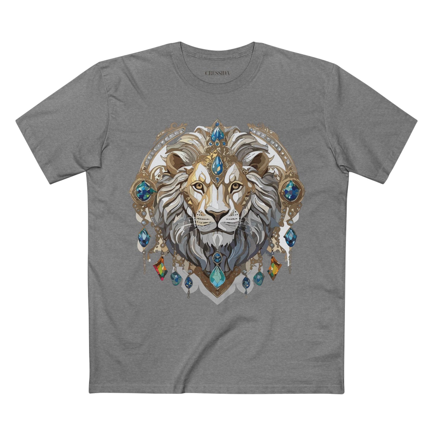 Lion Graphic Unisex 100 Cotton Tee With Unique Animal Golden Medallion Art Design 58