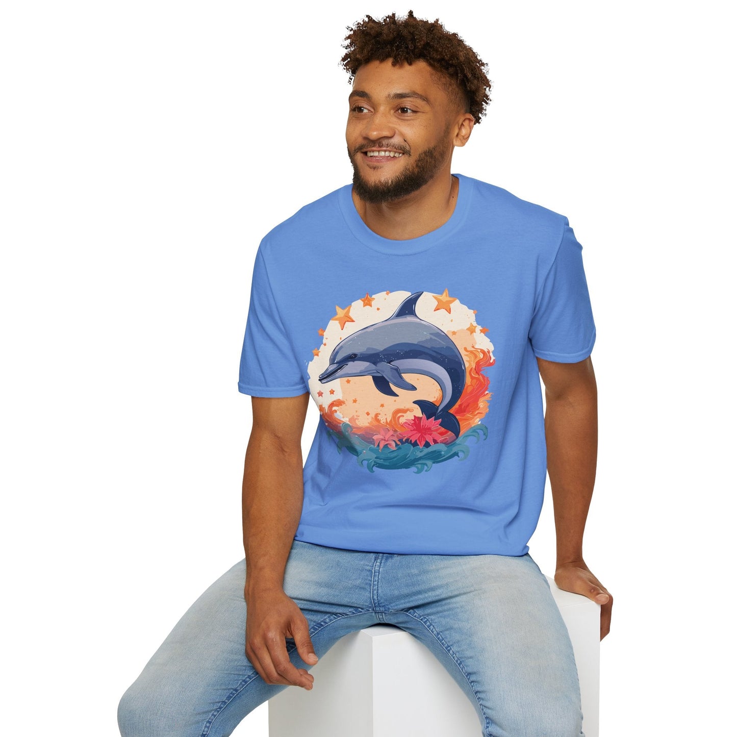 Dolphin Shirt Unisex Tee Gildan Softstyle 64000 100 Percent Ring Spun Cotton Comfort Wear