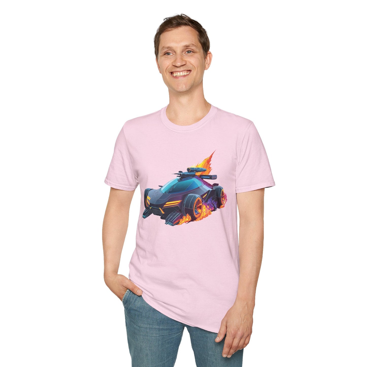 Car Graphic Unisex Cotto Softstyle Art Design with Hot Wheels Artwork Tee 3