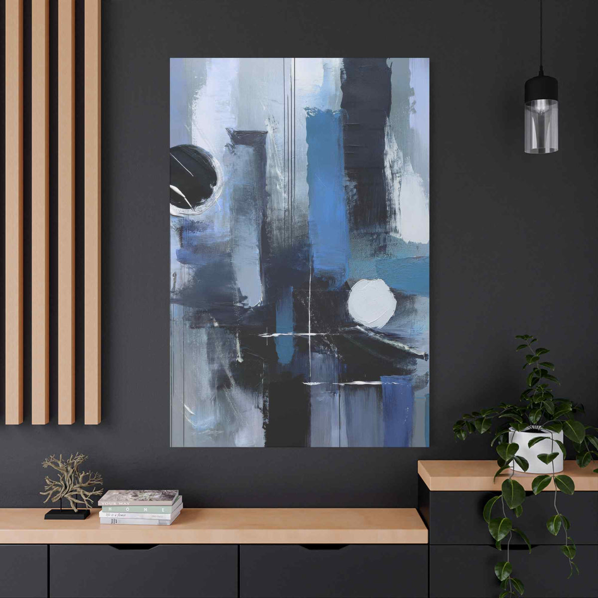 Blue Abstract Painting Print Canvas 20x24,20x30,24x30, 24x32,24x36,30x40, 32x48,36x48,40x60 Pine-Wood Inner Frame ABS-25