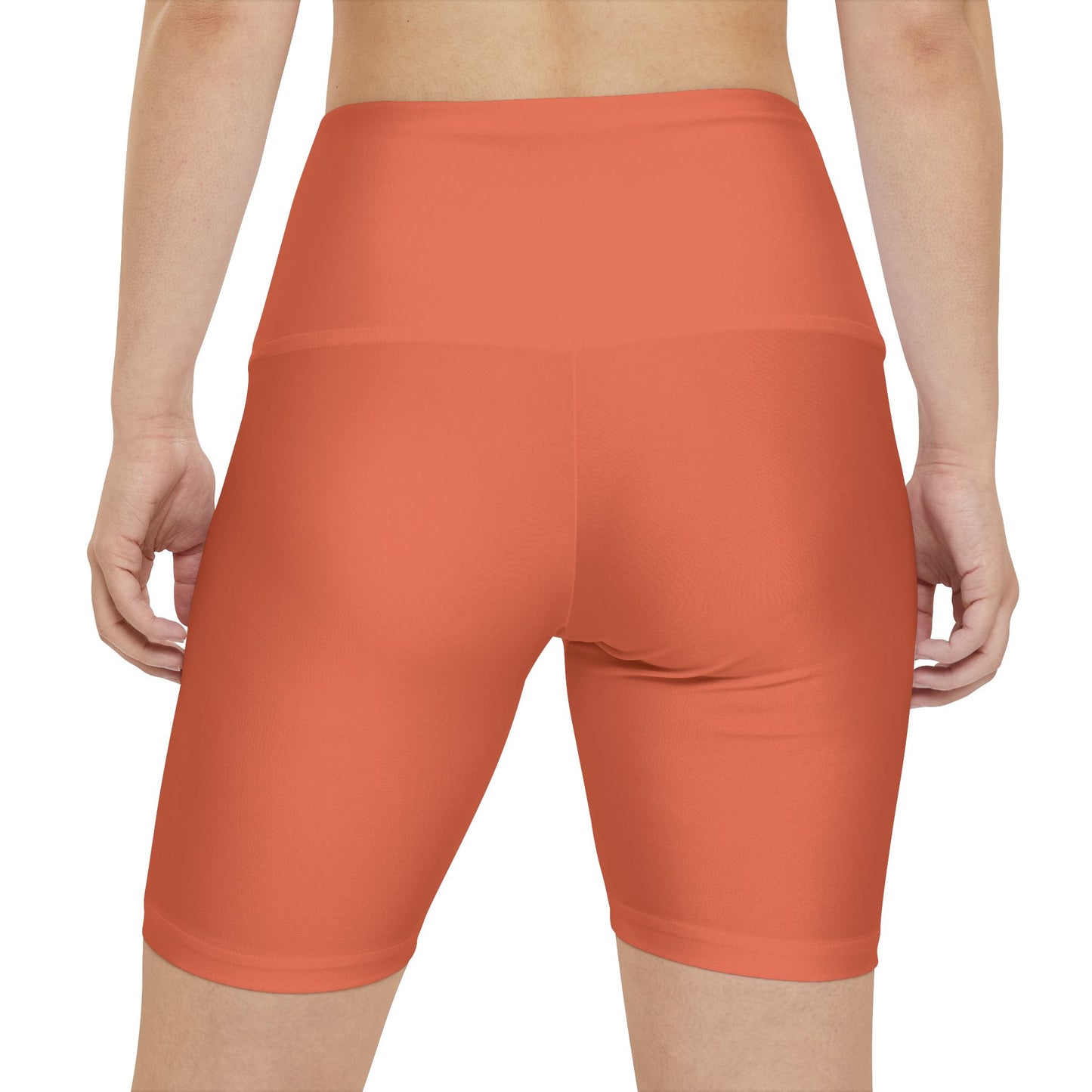 Burnt Orange Coral High-Waist Women's Workout Shorts — Seamless Active Bike Shorts for Gym & Yoga