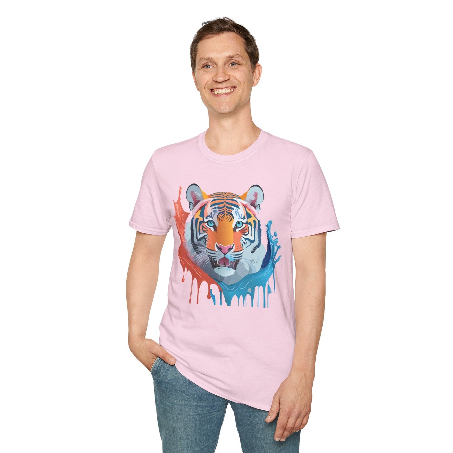 Unisex Tiger Tee Gildan Softstyle Animal Print Shirt Ring Spun Cotton