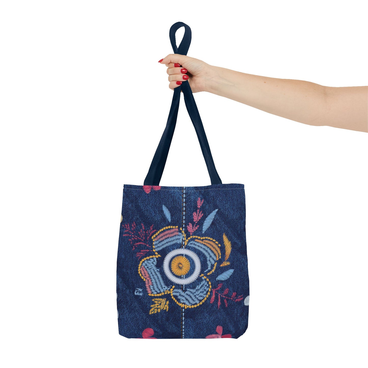 Denim Fabric Imitation Print Unisex Canvas Bag Poly Spun 3 Sizes Tote Bag 159-9
