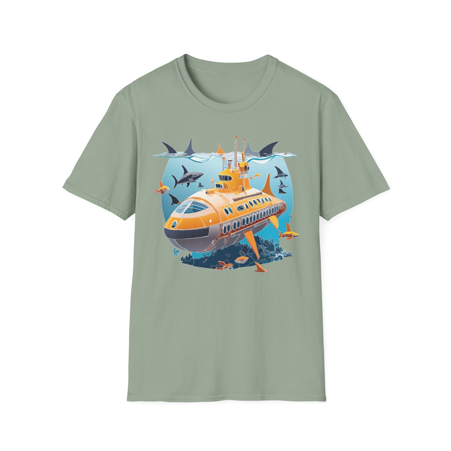 Ocean Themed Unisex Gildan Softstyle 64000 Short Sleeve T Shirt With Ocean Art Design