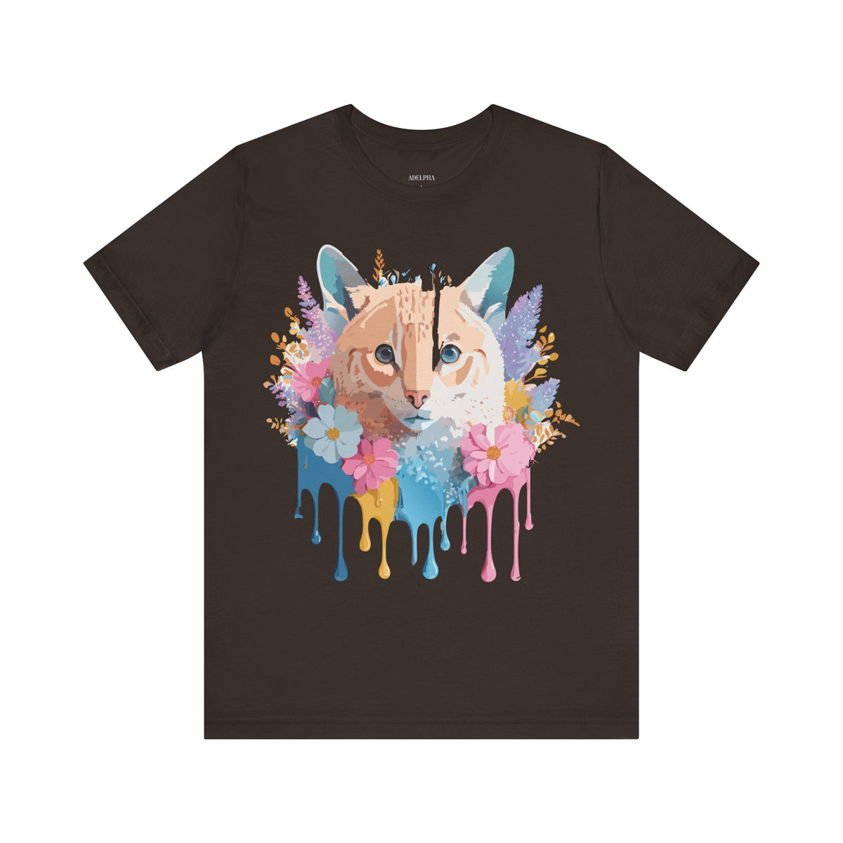 Cat Graphic Unisex Cotton Bella+Canvas Tee with Art Animal Design e104