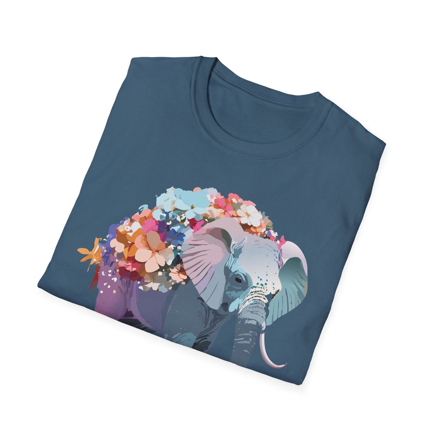 Elephant T Shirt Unisex Softstyle Tee 100 Percent Ring Spun Cotton Animal Design