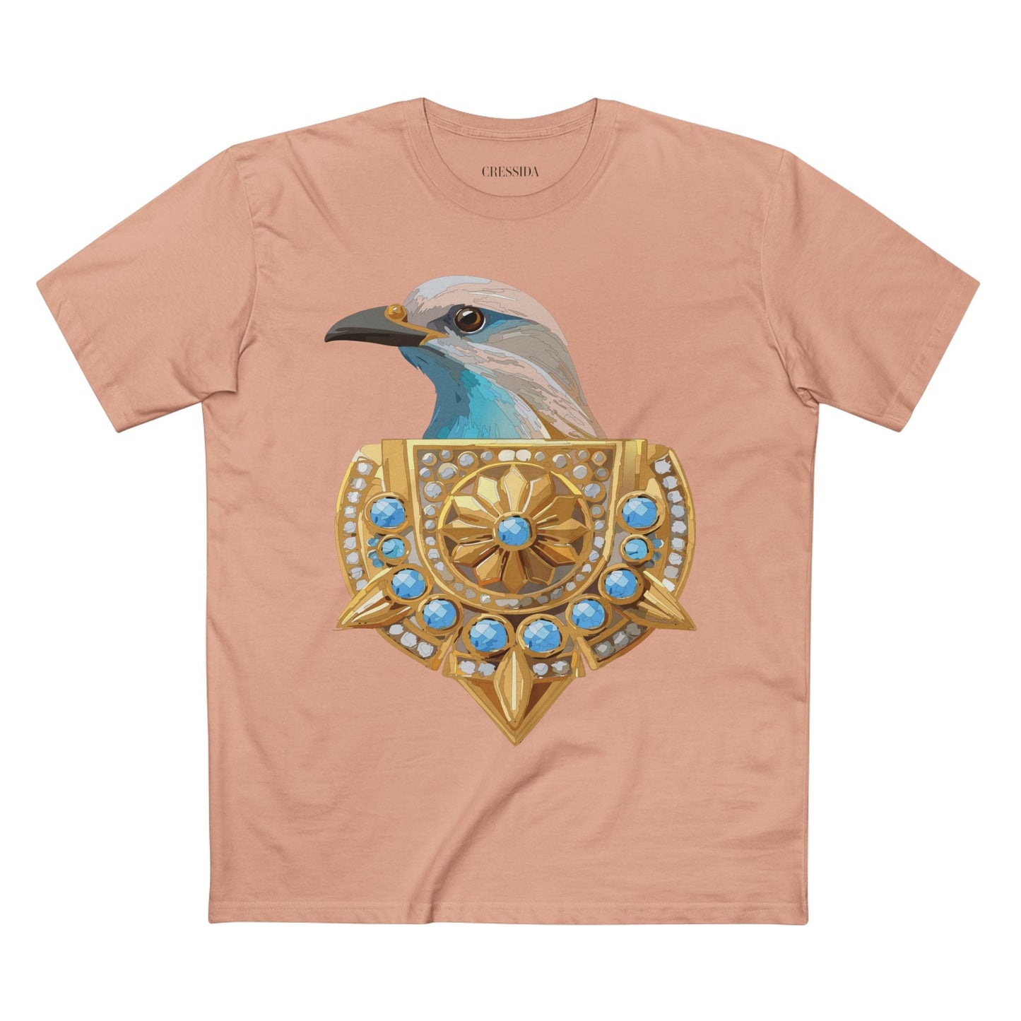 Bird Graphic Unisex 100 Cotton Tee With Unique Animal Golden Medallion Art Design 16
