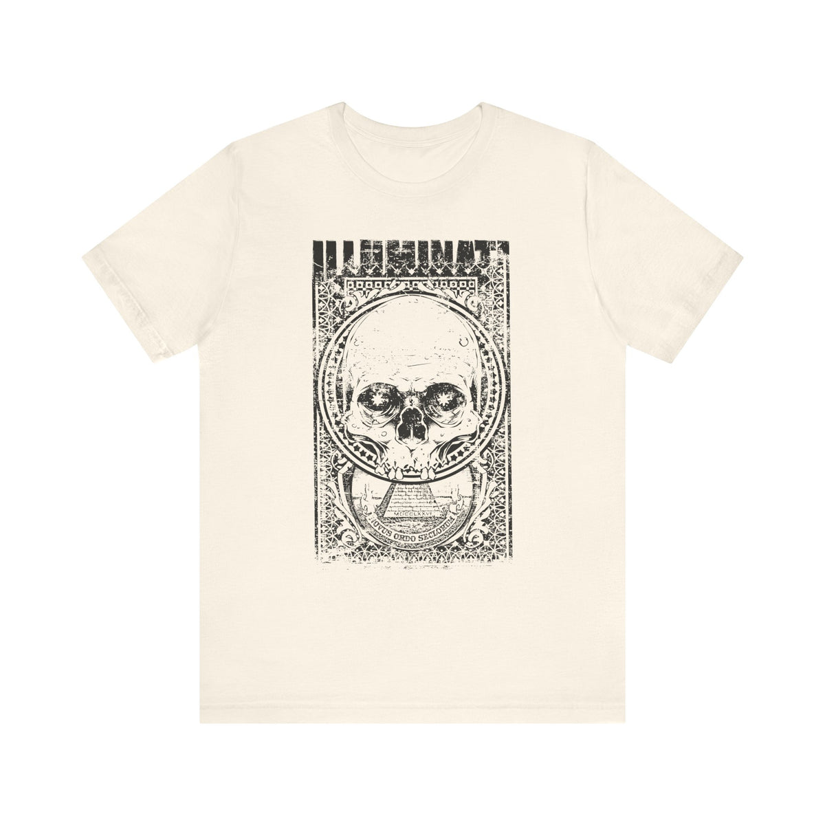 Skull Circle Graphic T-Shirt Vintage Etching Illustration Art Design Unisex Cotton Tee A-9