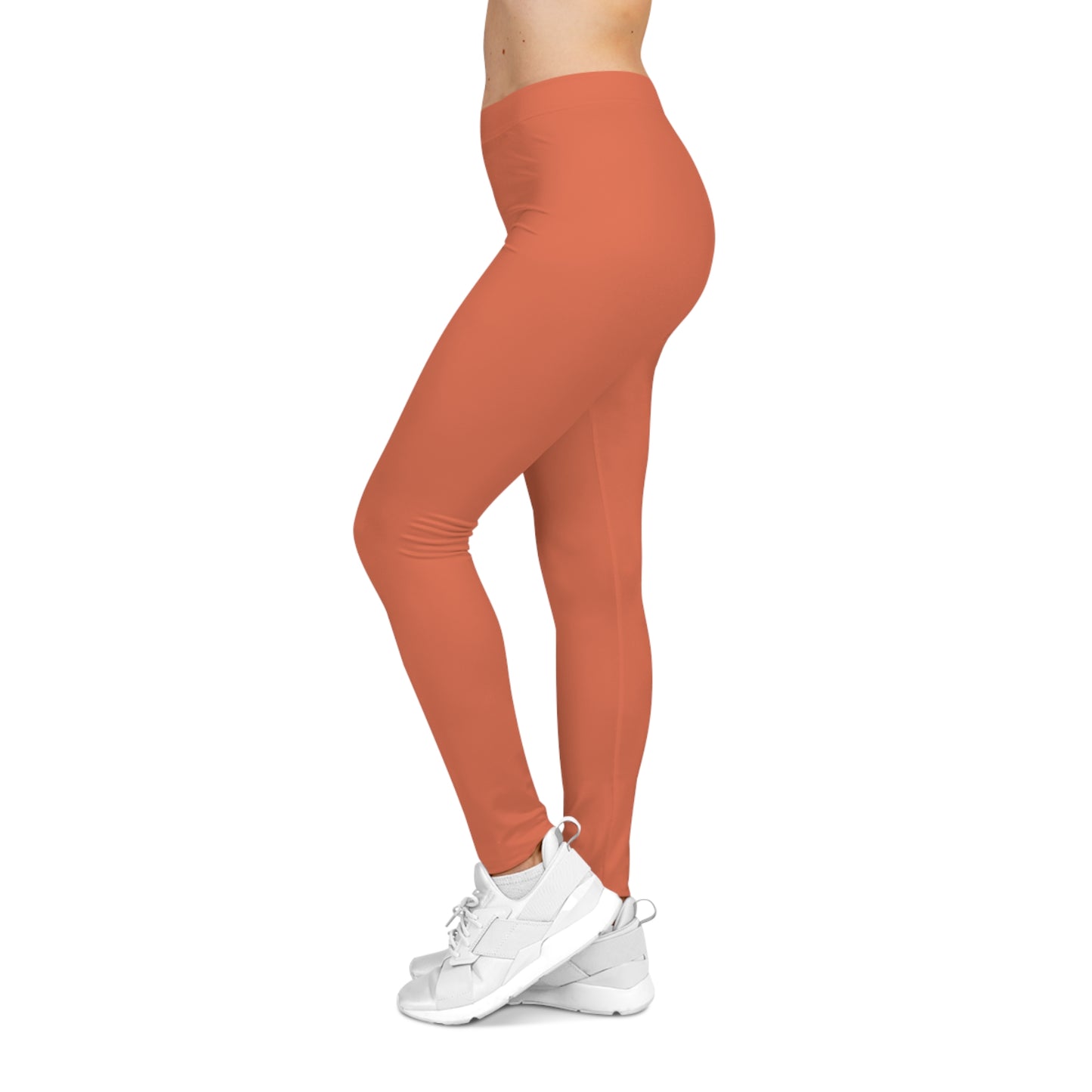Burnt Orange Color Women's Poly-Span Casual Leggings XS-2XL