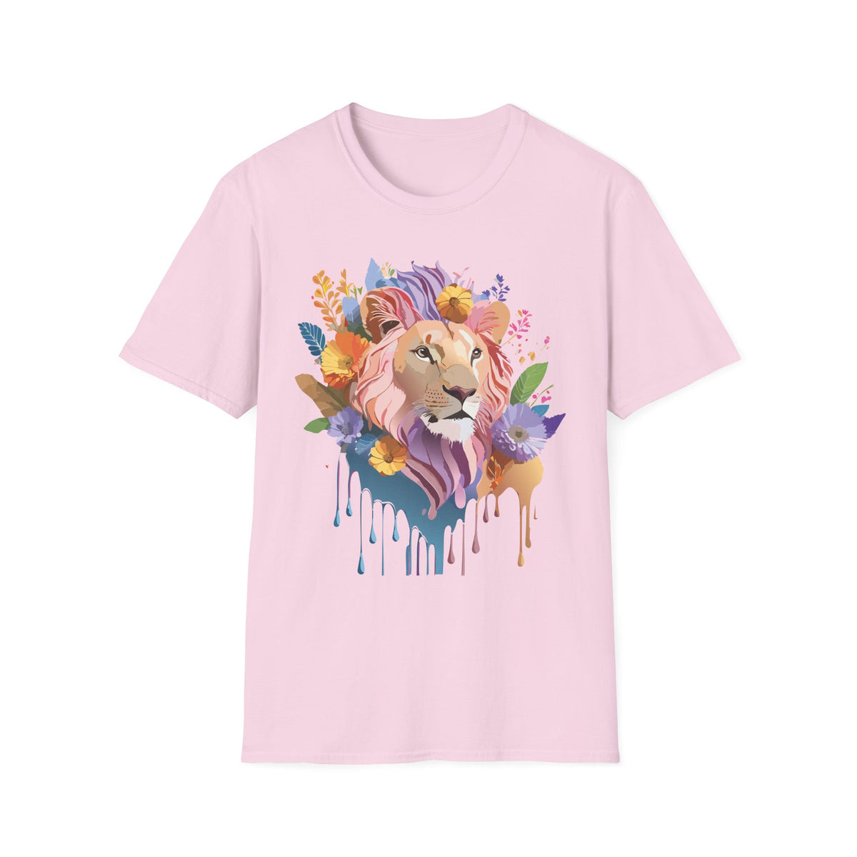 Floral Watercolor Lion T-Shirt | Colorful Lion Portrait Tee
