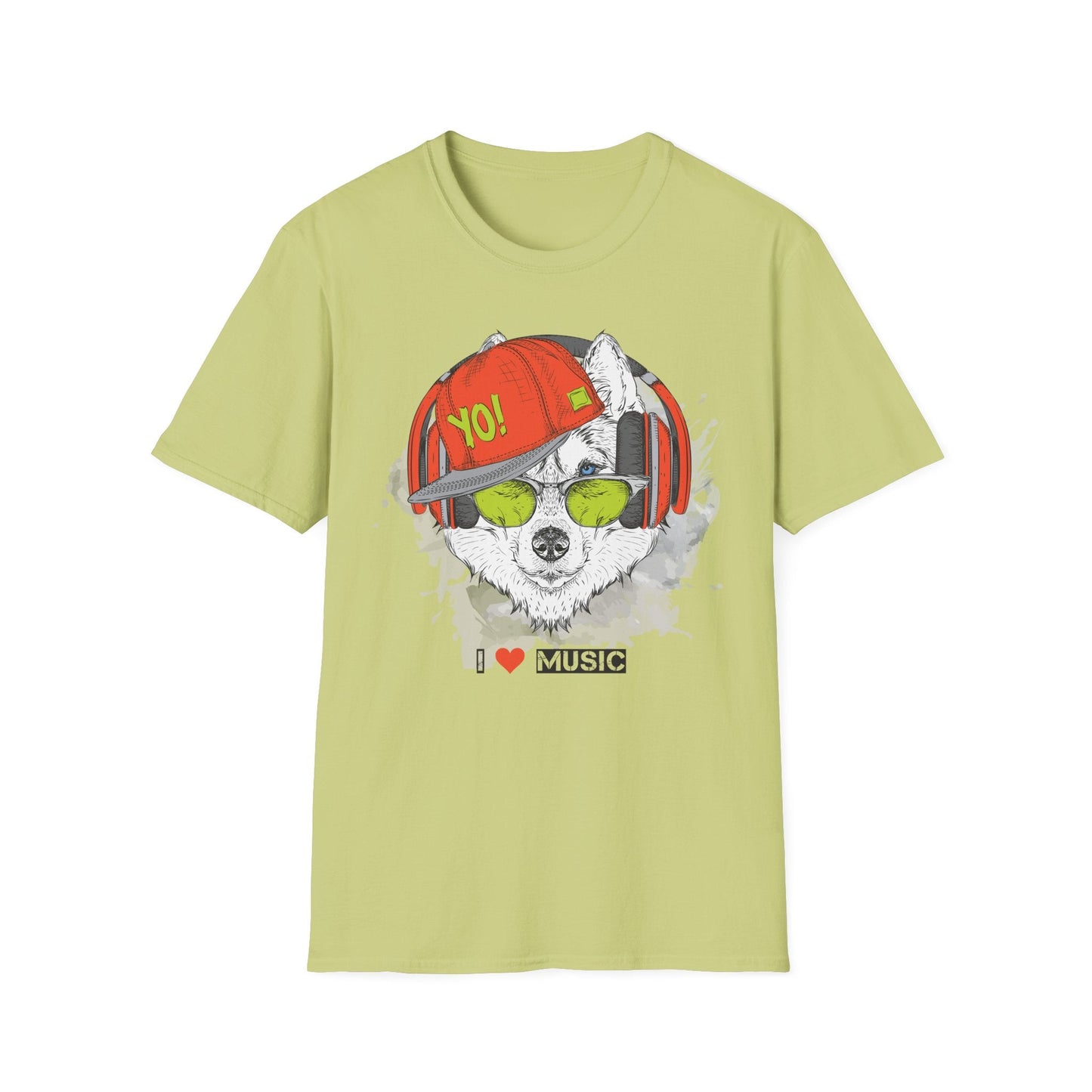 Unisex Music Animals Short Sleeve T Shirt With Headphones For Music Lovers Gildan 64000