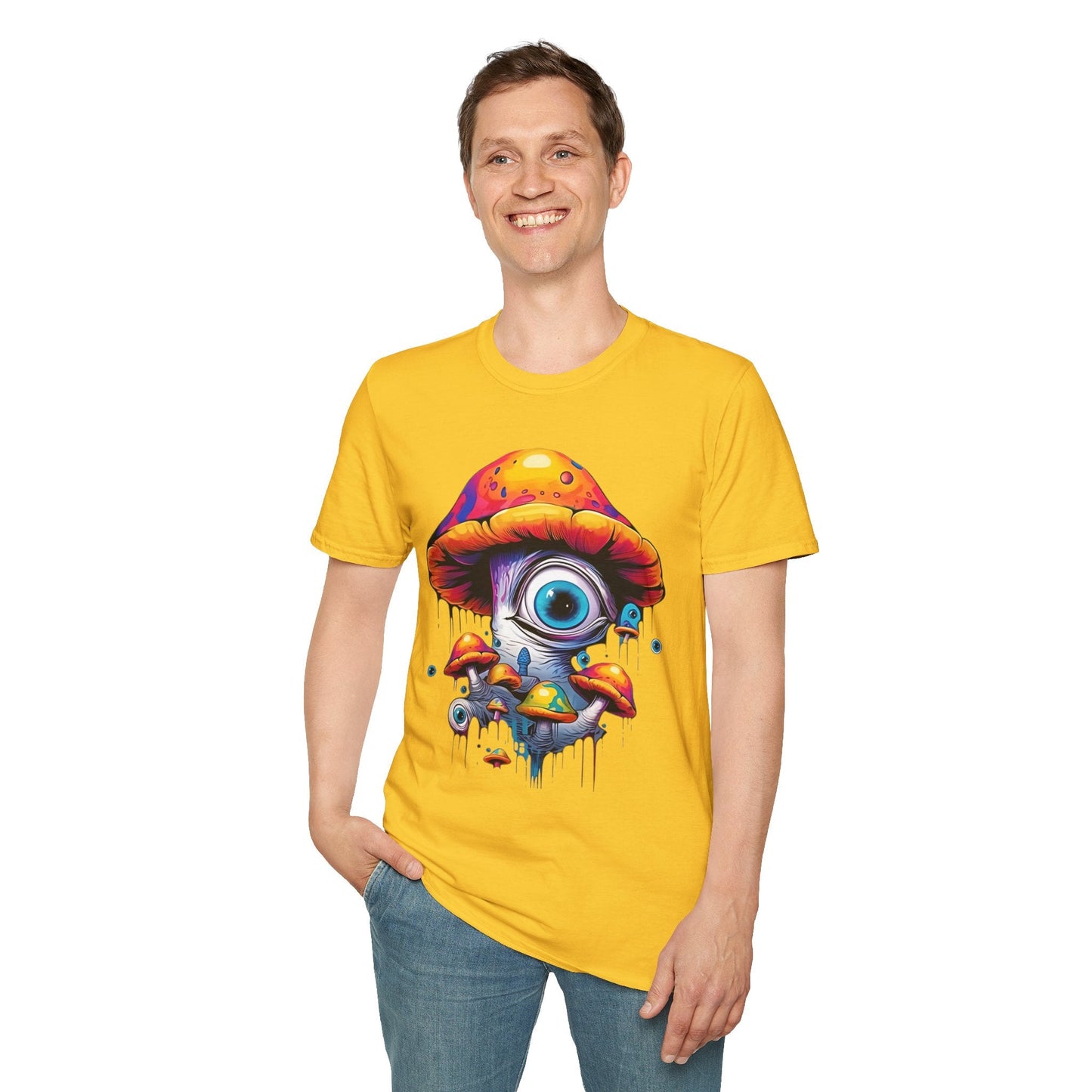 Unisex Mashroom T Shirt With Funny Mashroom Art Design Gildan Softstyle Tee For Everyday Comfort