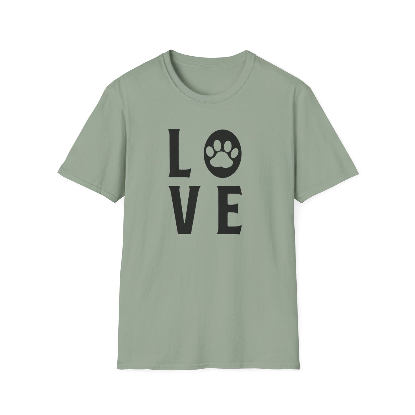 Love Paw T-Shirt Unisex Cotton Short Sleeves Pet Lover Tee with Paw Print