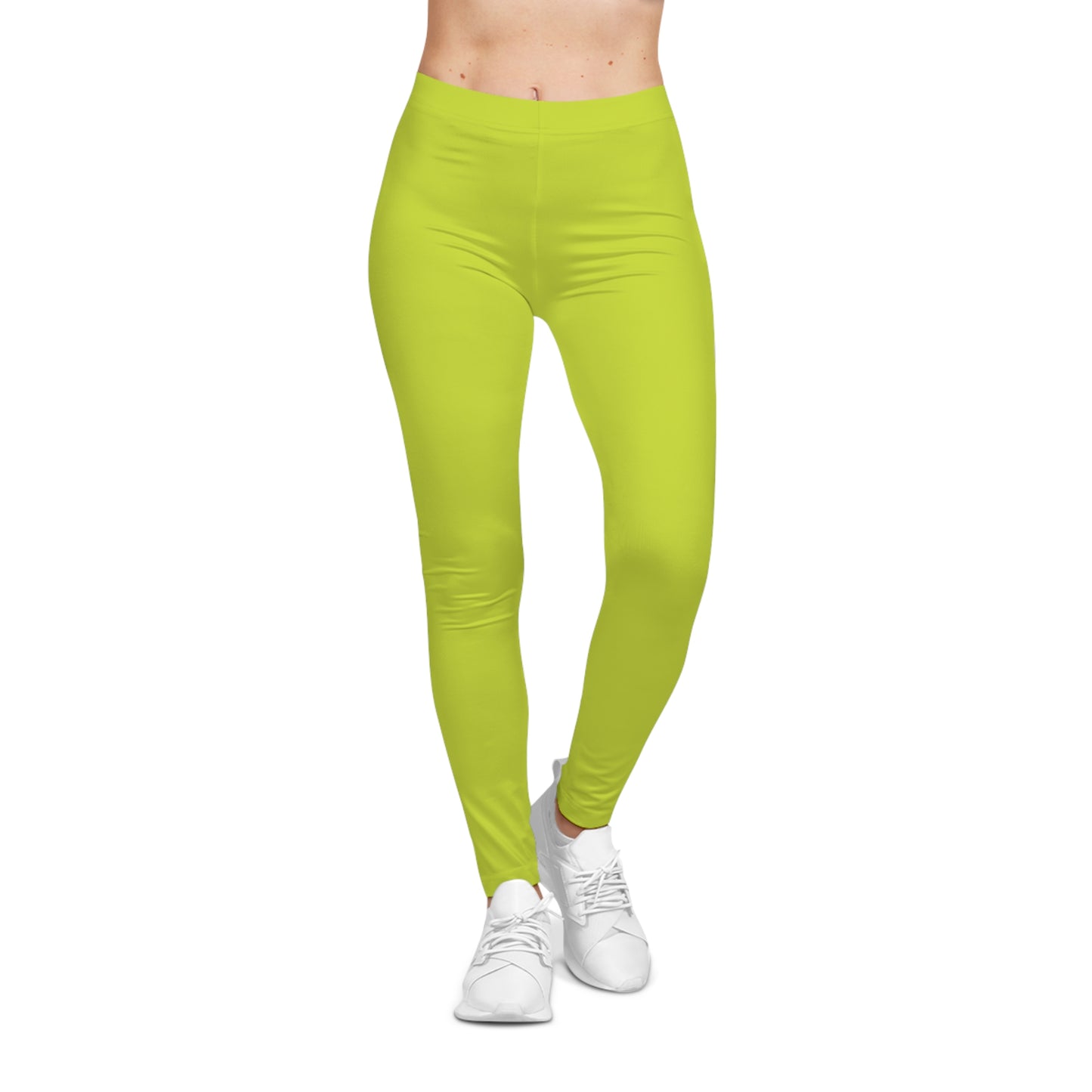 Bright Lime Color Women's Poly-Span Casual Leggings XS-2XL