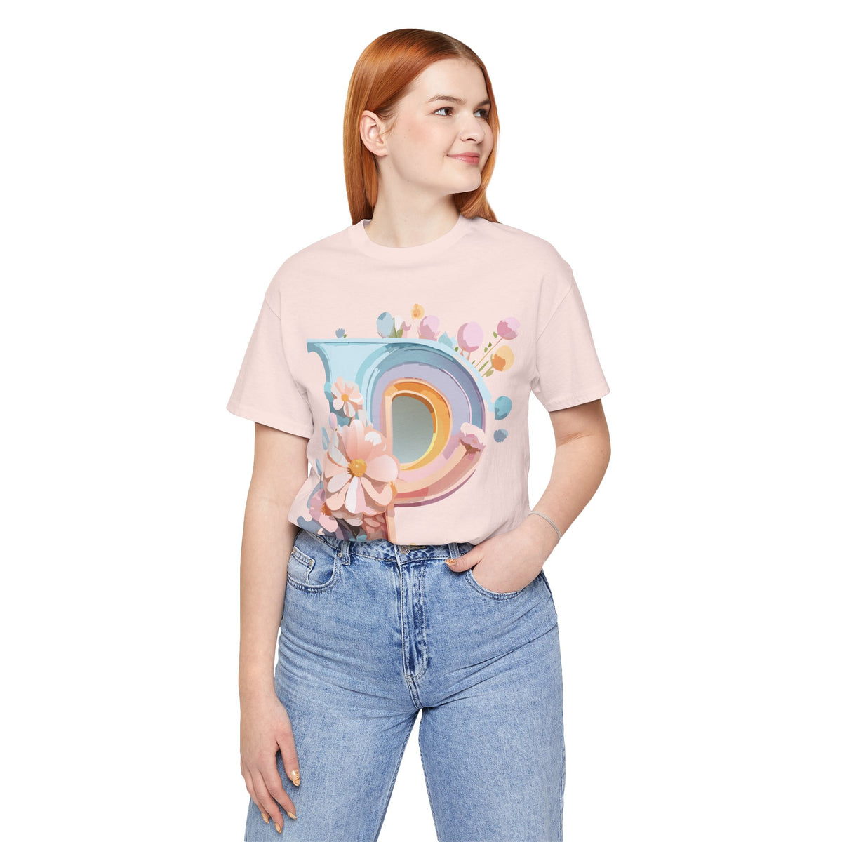 Letter P Graphic Unisex Cotton Bella+Canvas Tee with Art Letter Design