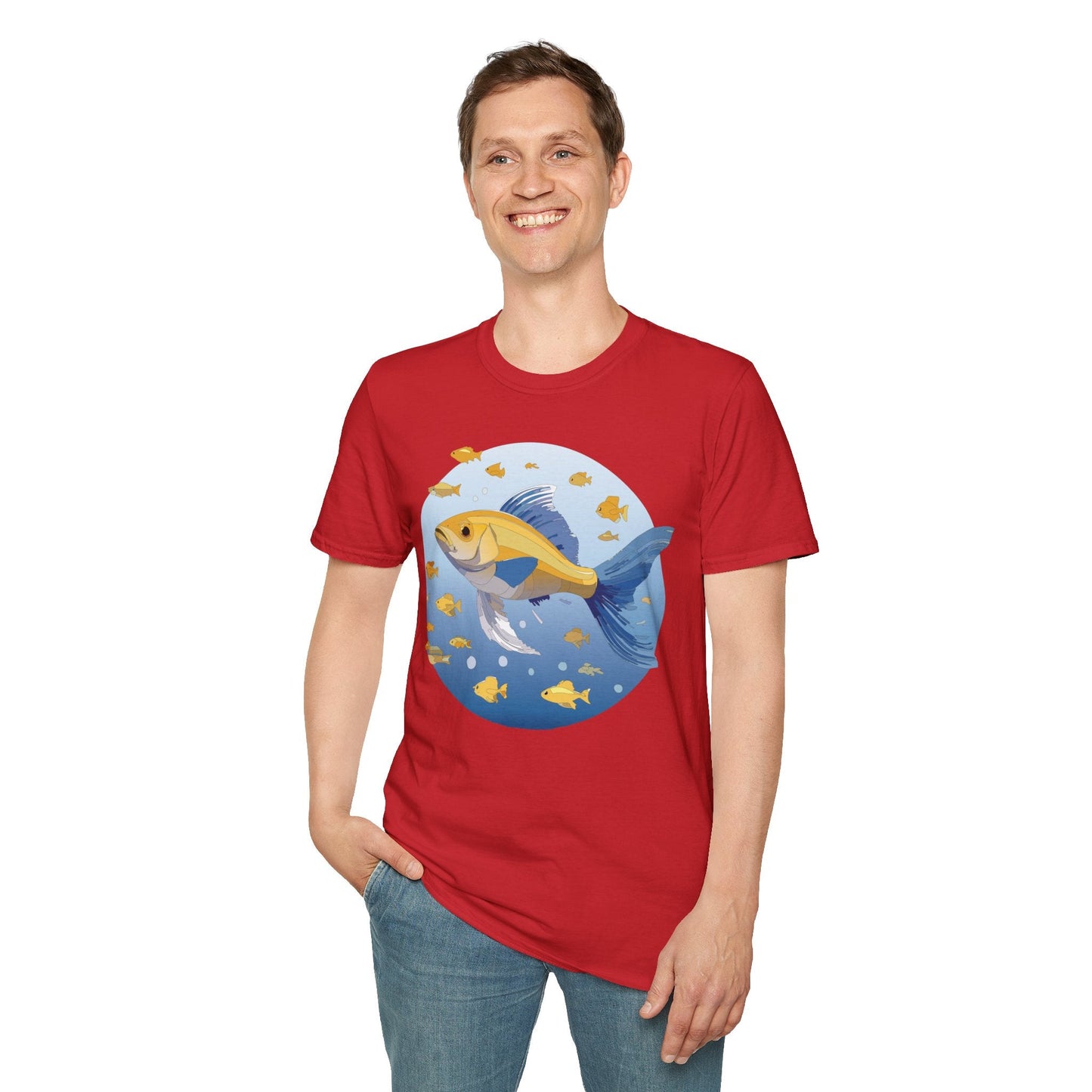 Fish Art Graphic Tee Shirt For Men And Women Unisex Cotton Softstyle Tee With Fish Artwork Design