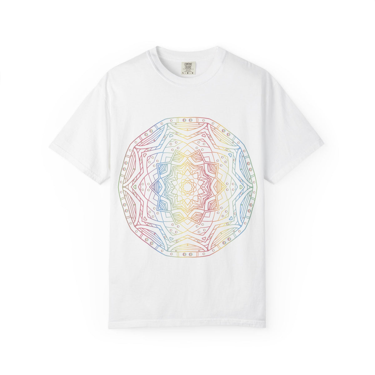 Unisex Garment Dyed Cotton T-Shirt with Mandala Graphic Design