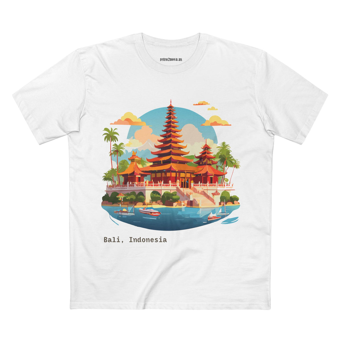 Bali Temple Landscape Tee | Indonesia Pagoda Illustration