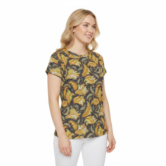 Women Poly Span T-Shirt with Floral Print