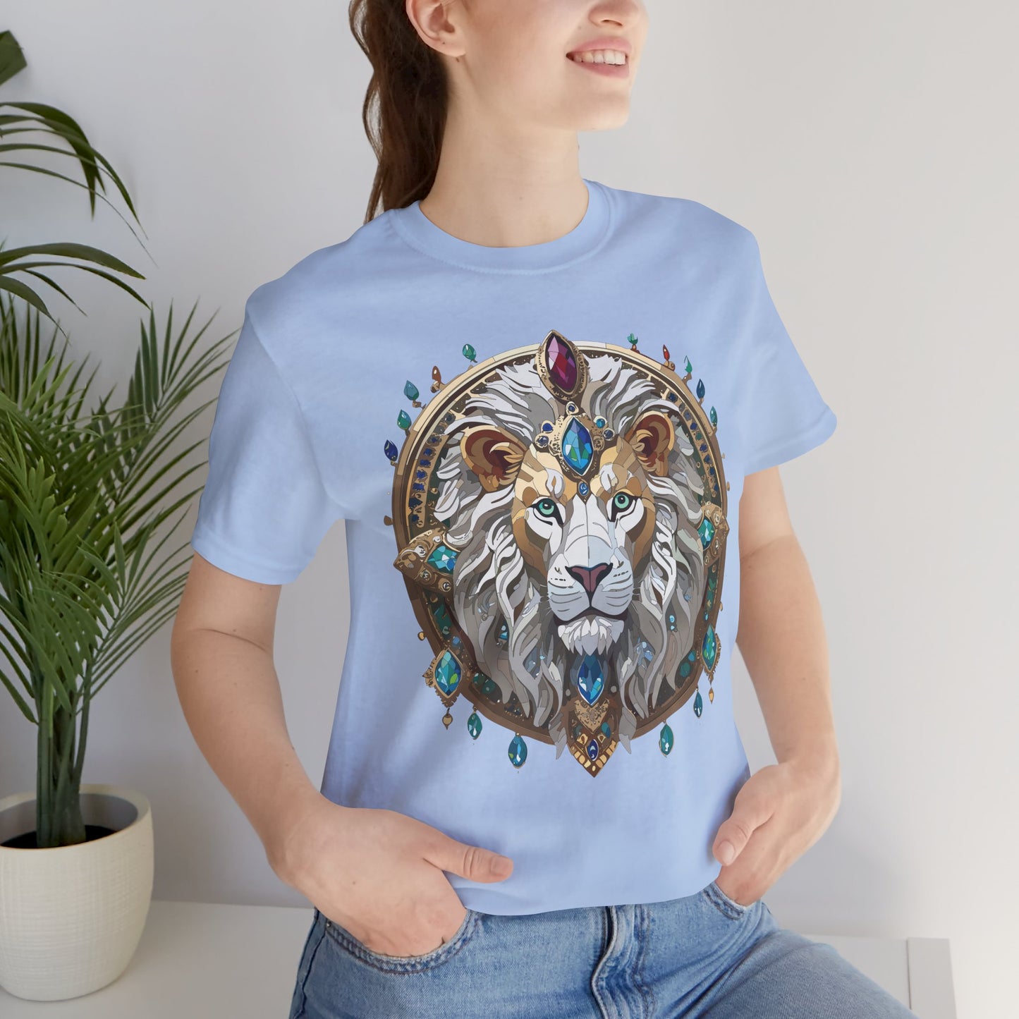 Unisex Lion Graphic Tee, Animal Shirt, Tee Shirt with Lion, Medallion T-Shirt, Animal Medallion Tees