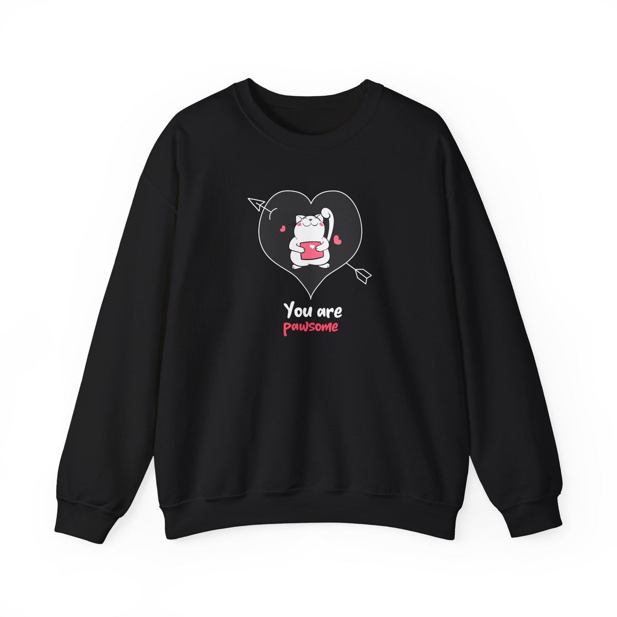 Cat Graphic Valentine's Day Sweatshirt Unisex 50/50 Cotton-Poly Animal Sweatshirt w10