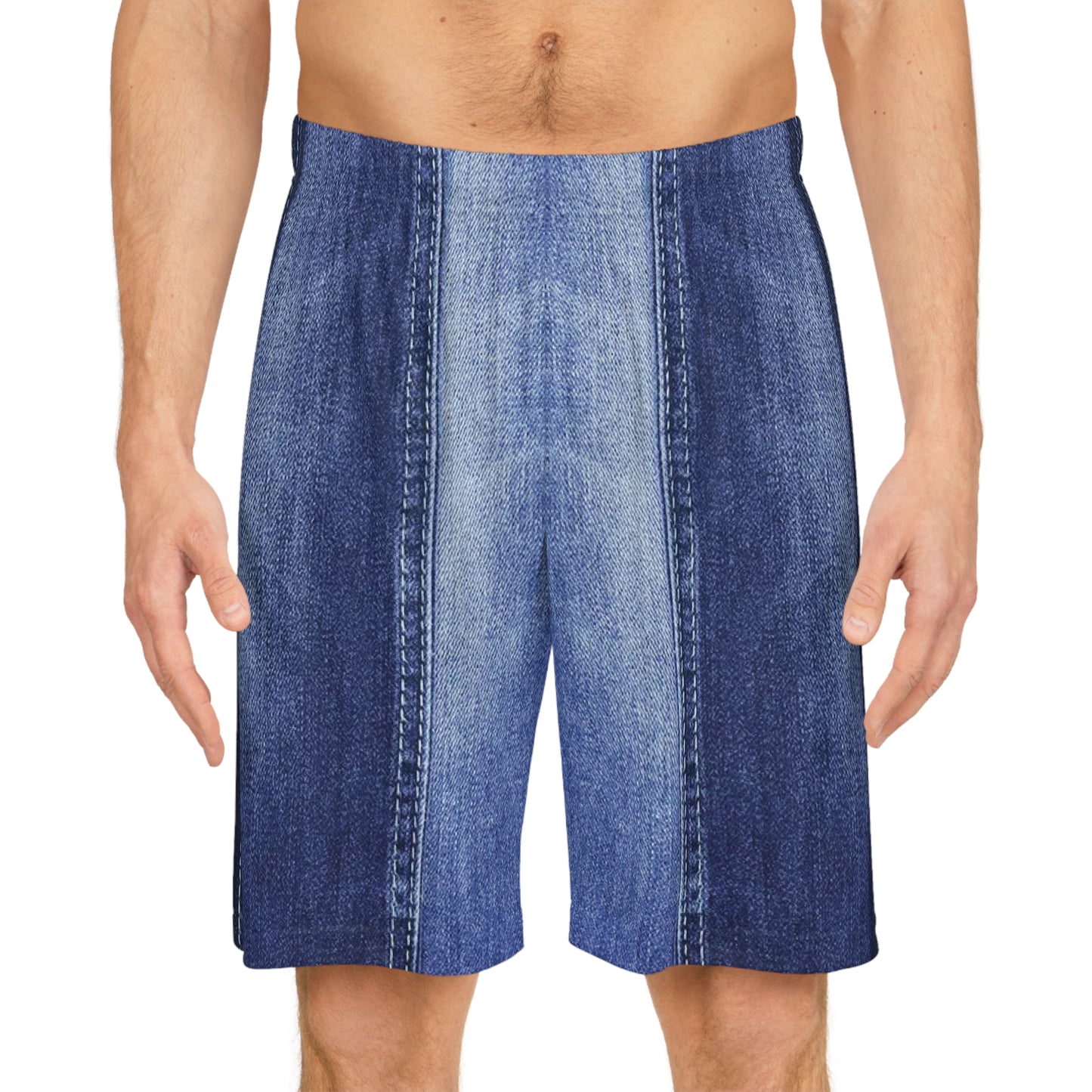 Denim Print Basketball Shorts, Basketball Shorts with Denim Print 4