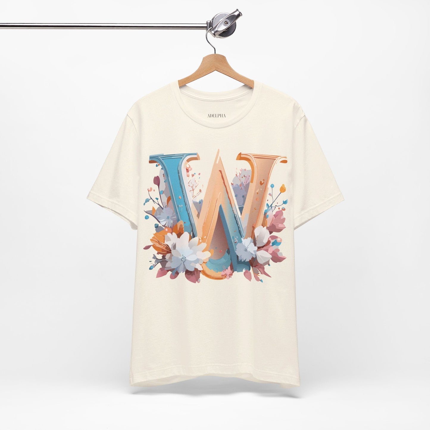 Letter W Shirt Graphic Tee Unisex Adelpha Vintage Inspired Art Design Short Sleeve