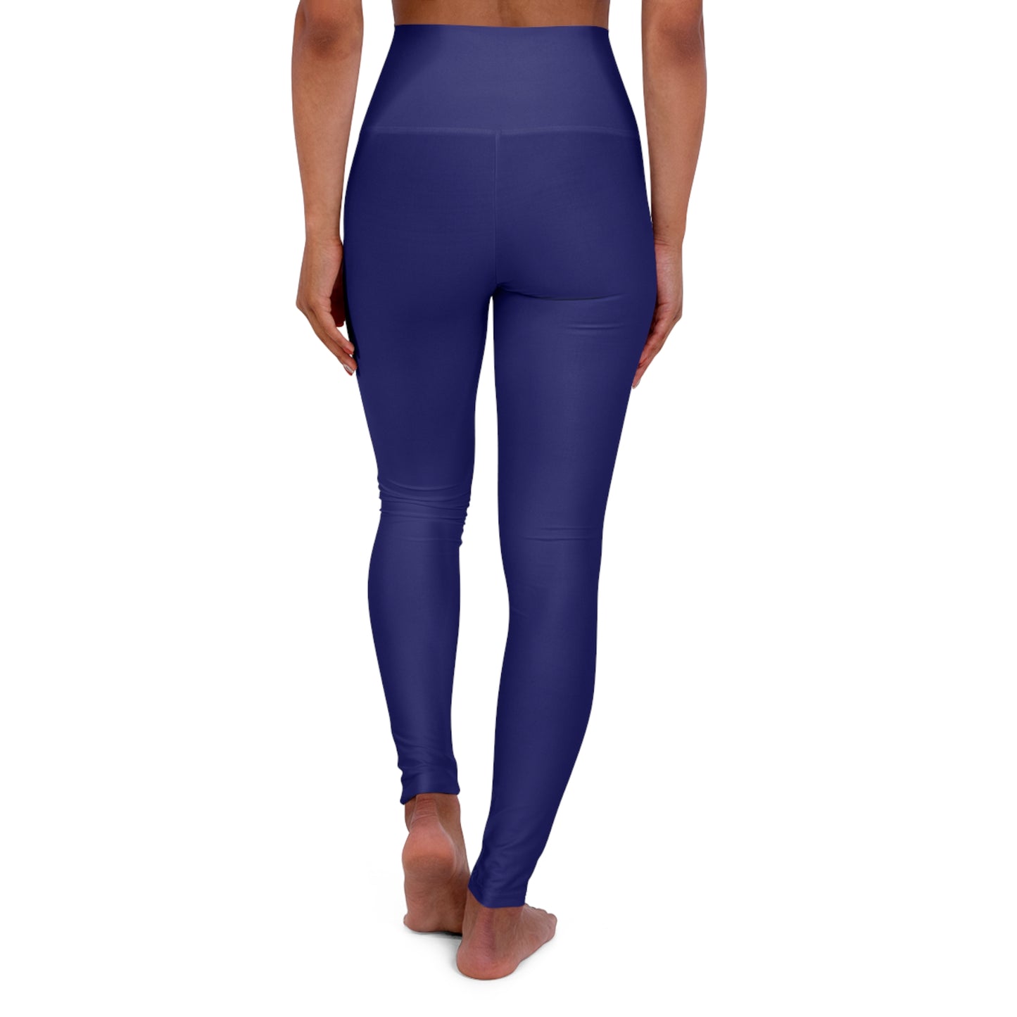 High-Waisted Deep Twilight Yoga Leggings Women's Seamless Poly-Span Solid Navy Stretch Leggings for Workout