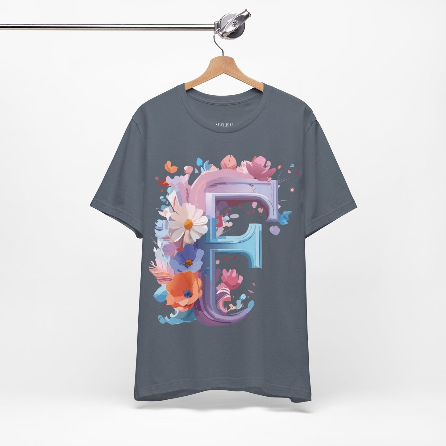 Letter F Shirt Graphic Tee Unisex Vintage Inspired Artwork From Adelpha Premium Short Sleeve