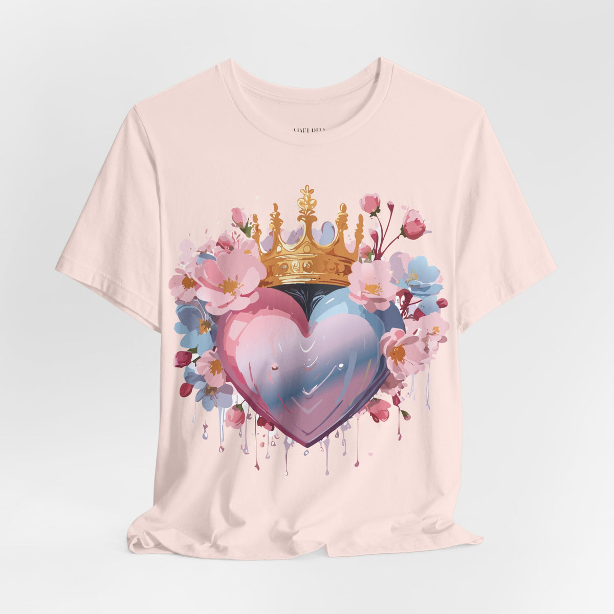 Valentine's Day Graphic Unisex Cotton Bella+Canvas Tee with Floral Art Design d131
