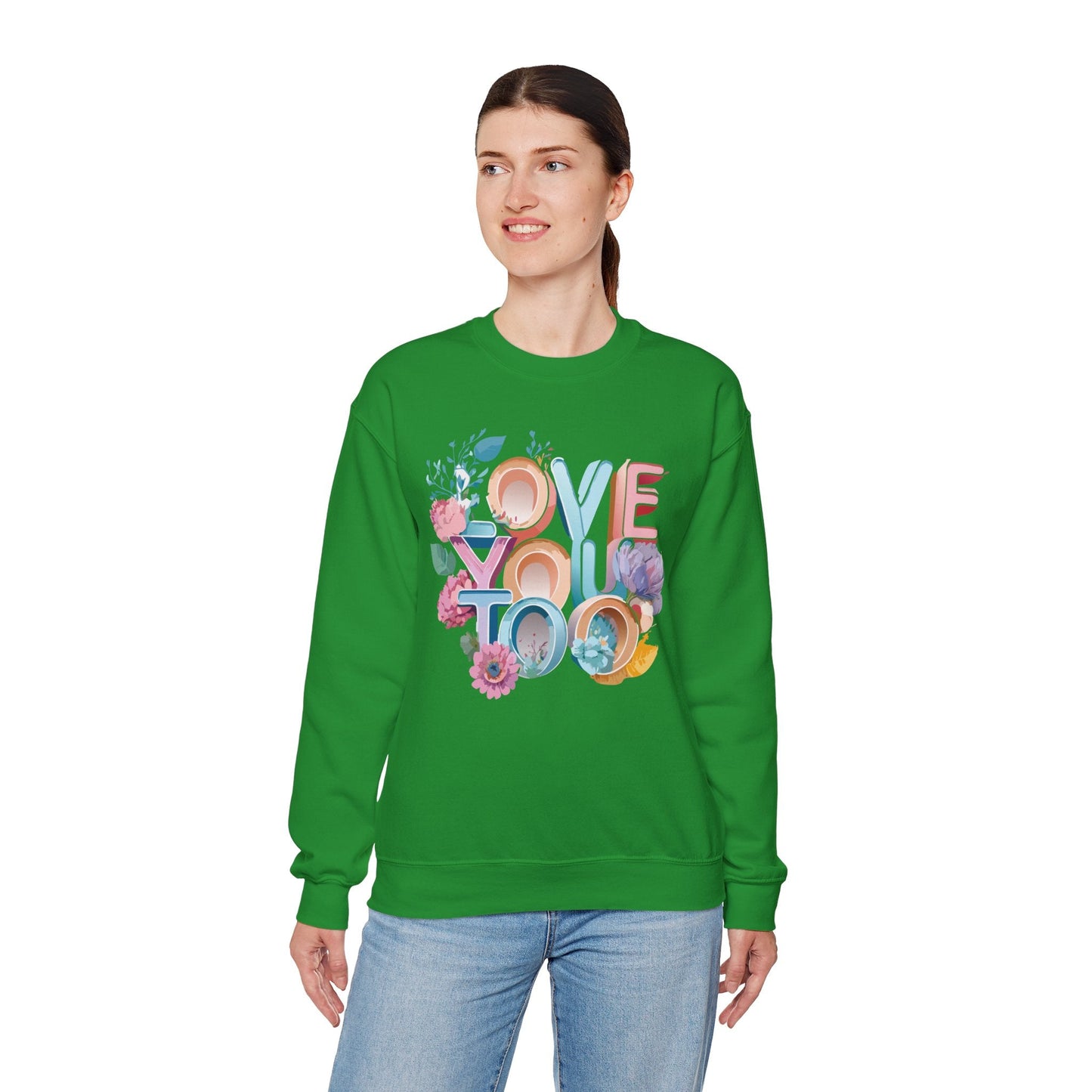 Floral Love Sweatshirt Valentines Day Unisex Crewneck Gildan 18000 Heavy Blend Warm