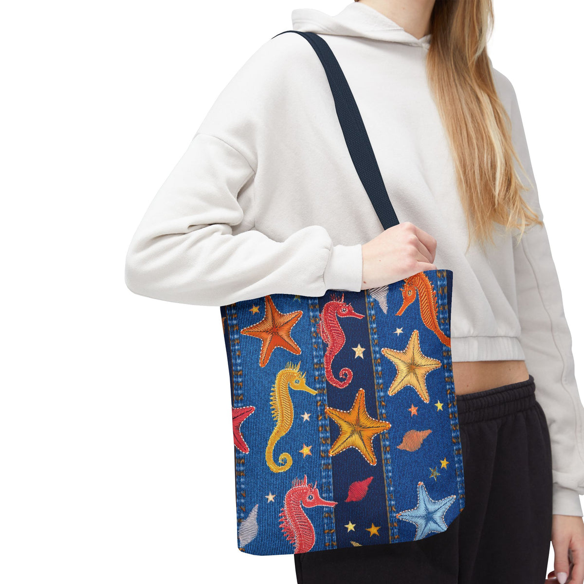 Denim Fabric Imitation Print Unisex Canvas Bag Poly Spun 3 Sizes Tote Bag 182-21