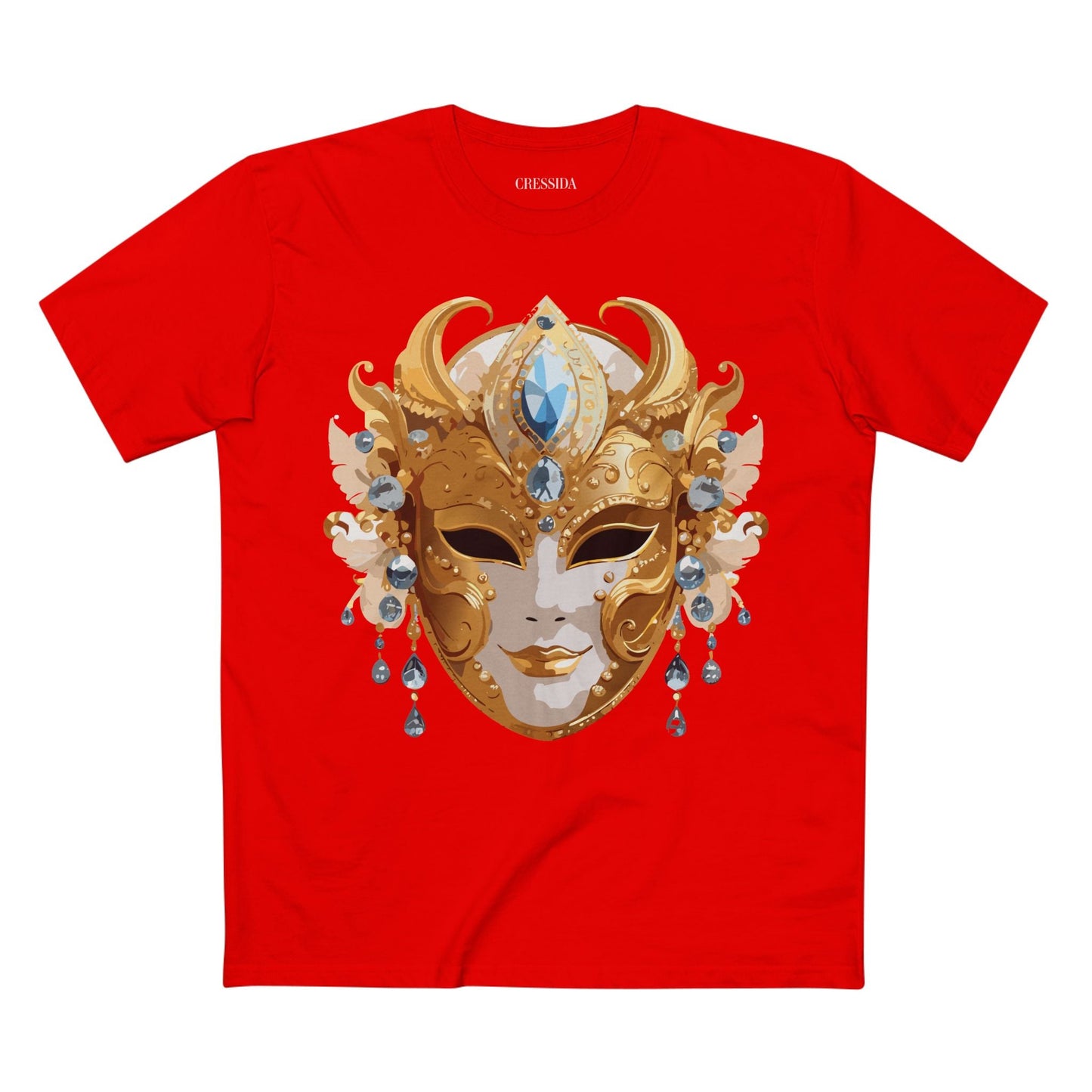 Carnival Mask Graphic T-Shirt Unisex 100 Cotton With Antique Gold Art Design Tee 22